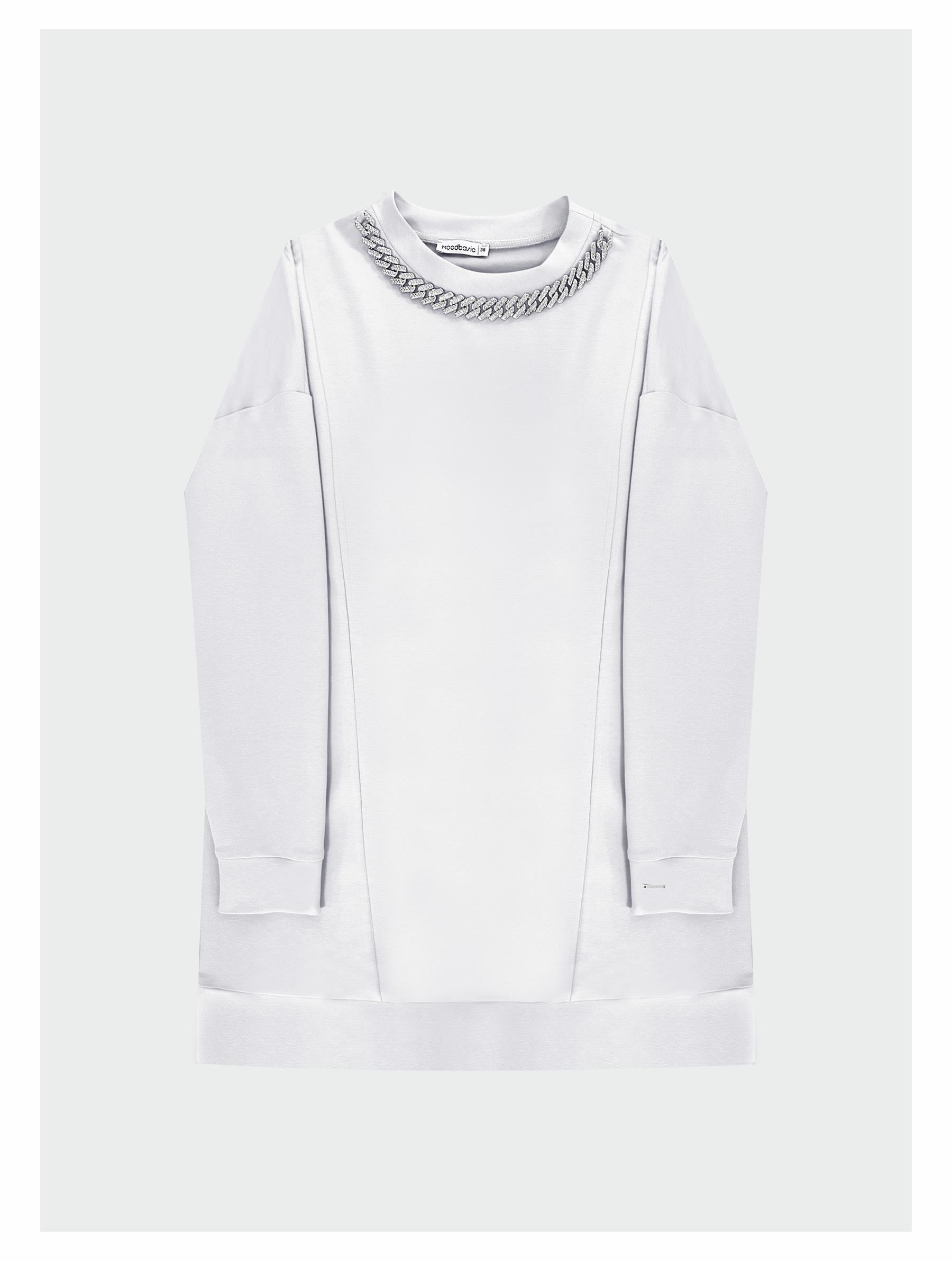 MOODBASİC YAKASI ZİNCİRLİ SWEAT MB21.239 BEYAZ