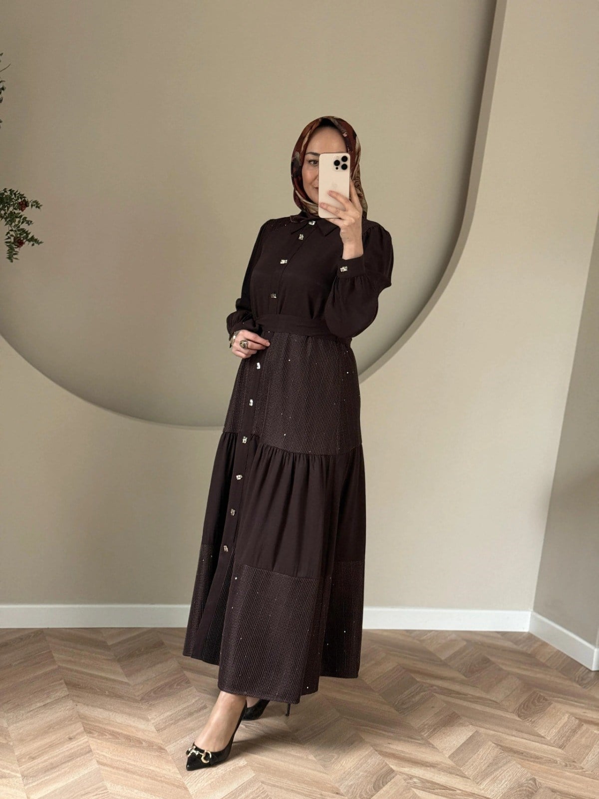 OTTO DESİGEN TENCEL ELBİSE 5403 Kahve