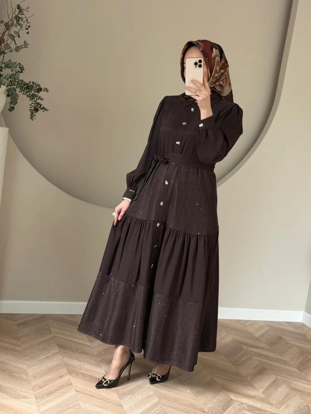OTTO DESİGEN TENCEL ELBİSE 5403 Kahve