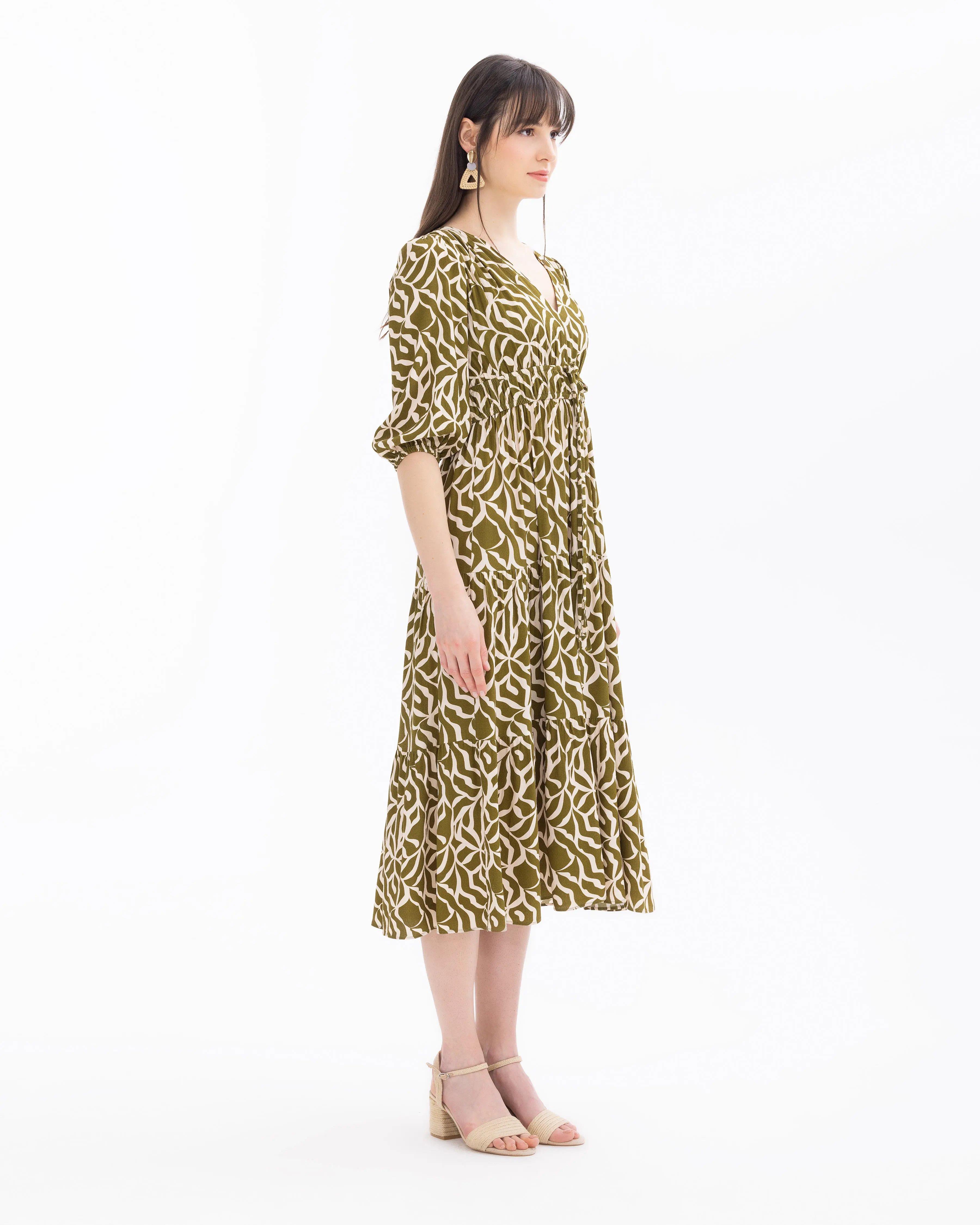 SEÇİL GÜNLÜK ELBİSE -001022 Yeşil