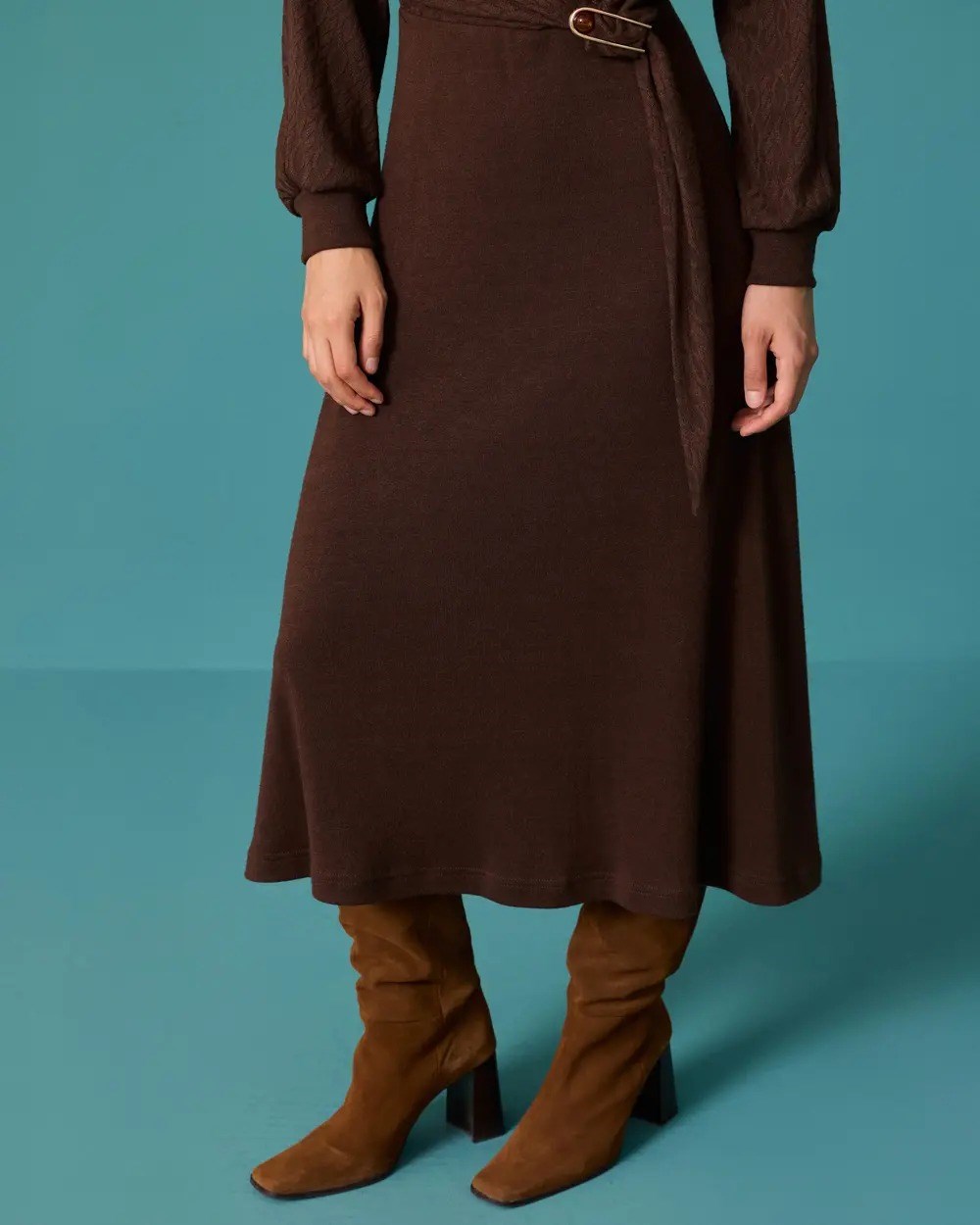Seçil Triko Elbise  - 10002621710041 Kahverengi