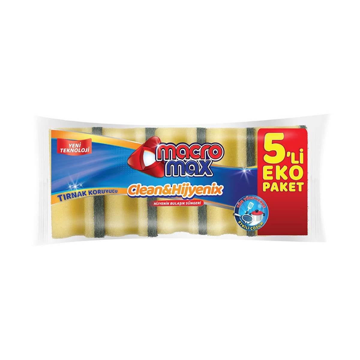 Macromax Klasik Yeşil Oluklu Sünger 5li5504225