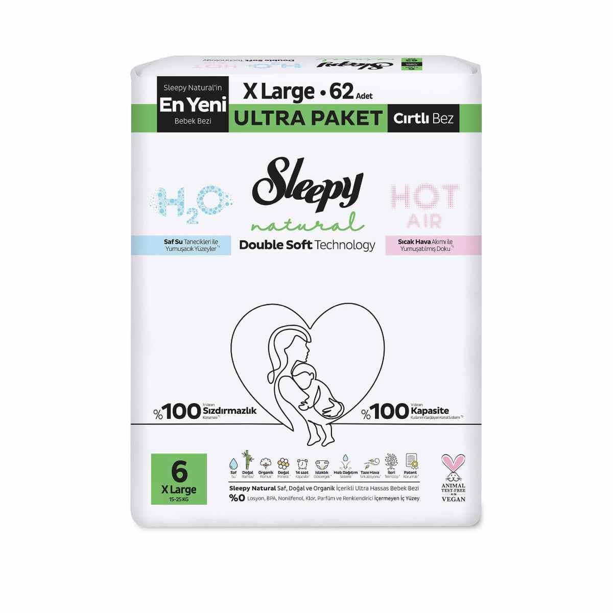 Sleepy Natural Bebek Bezi Double Soft XL 62li5521893
