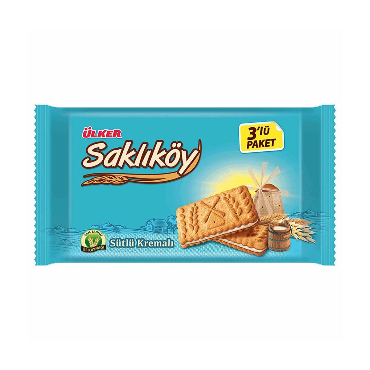 Ülker Saklıköy Sütlü Kremalı Bisküvi 3 Lü 264 gr