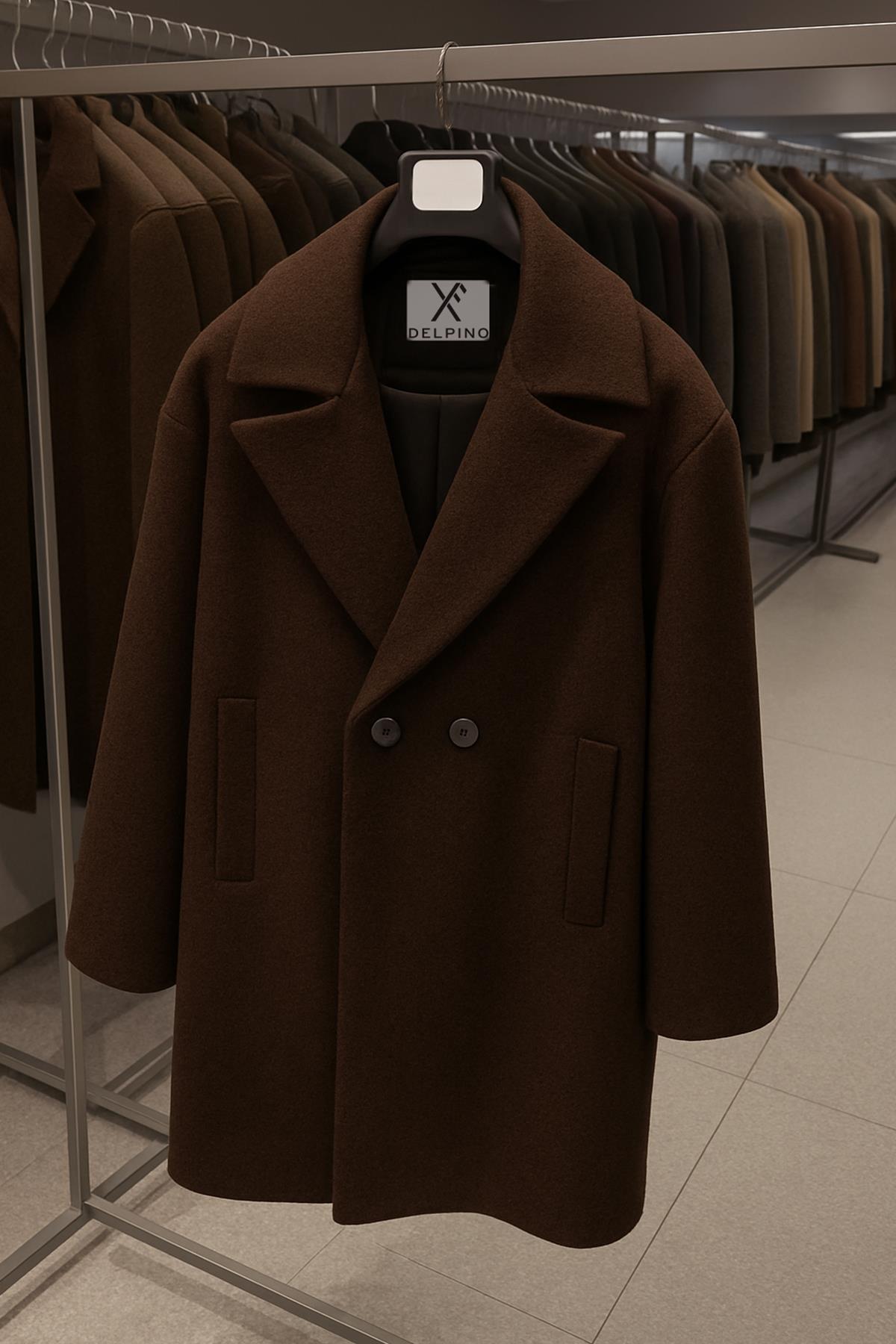 Delpino Erkek Oversize Uzun Kaşe Kaban