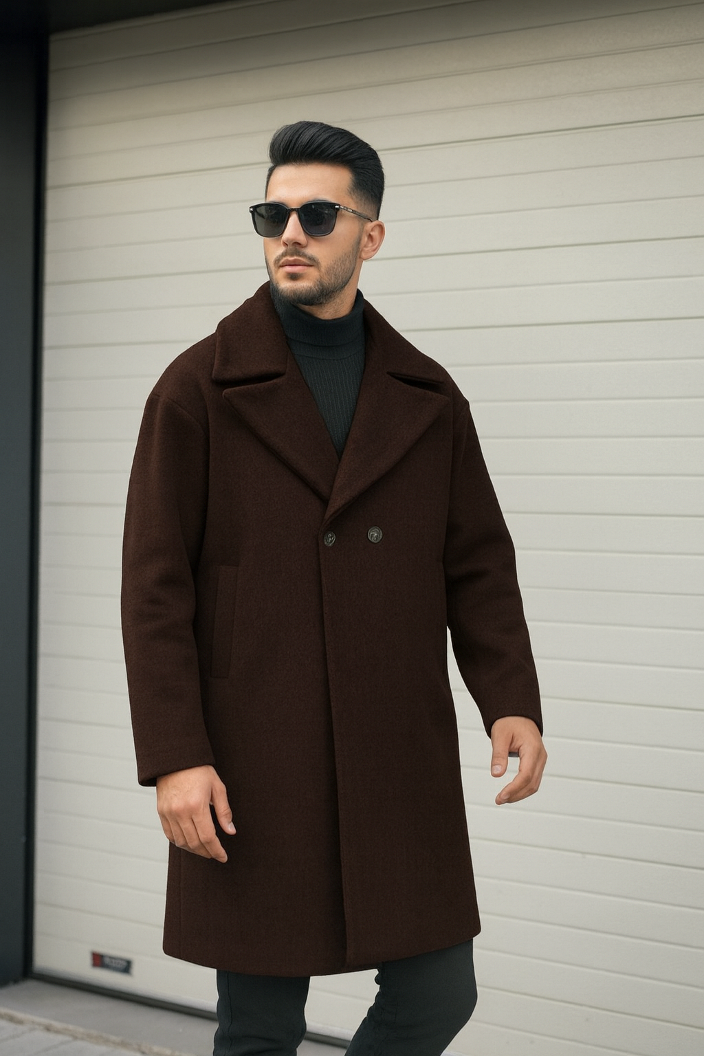 Delpino Erkek Oversize Uzun Kaşe Kaban