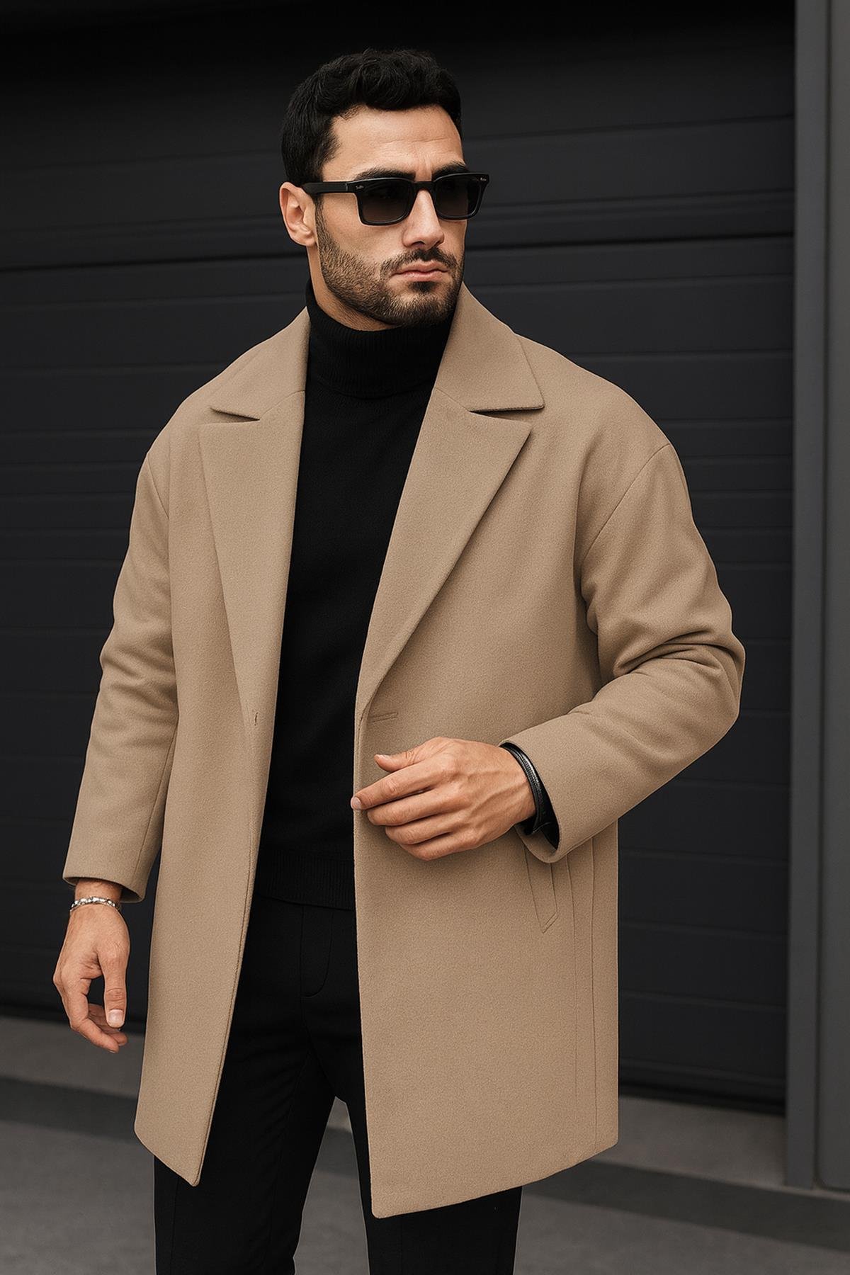 Delpino Erkek Oversize Uzun Kaşe Kaban