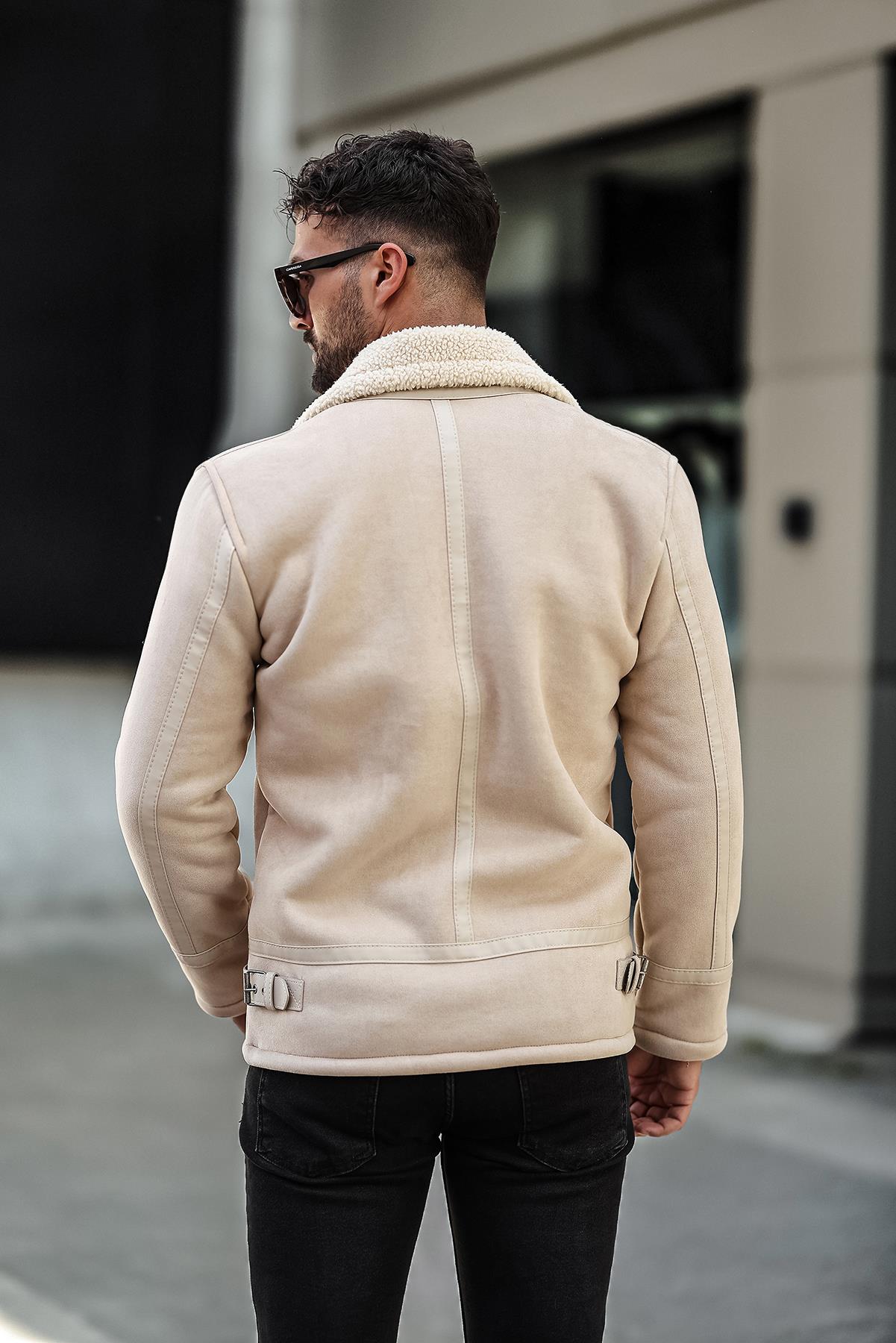 Erkek Kürklü Süet Deri Mont Ceket