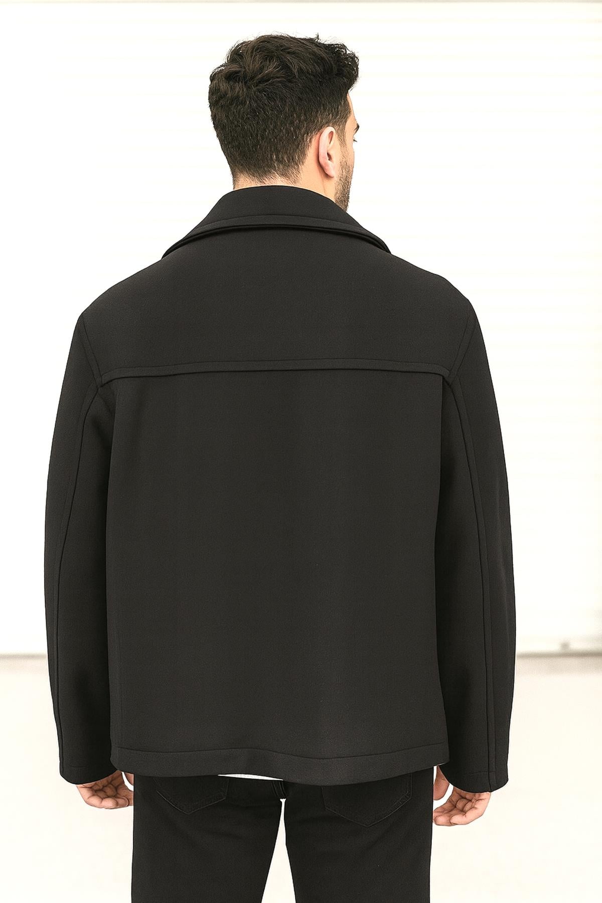 Erkek Oversize Kruvaze Kaşe Kaban