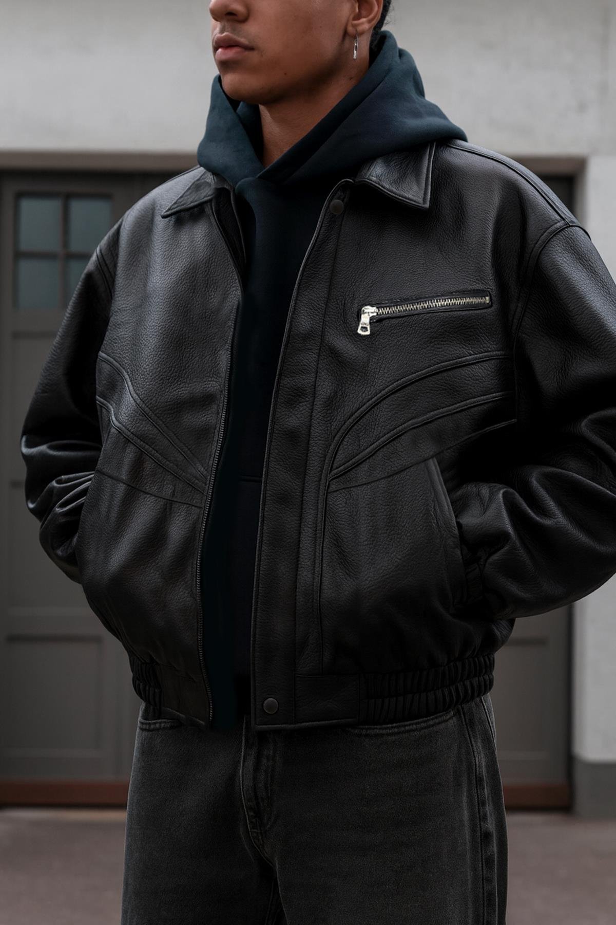 Oversize Rahat Kalıp Deri Ceket