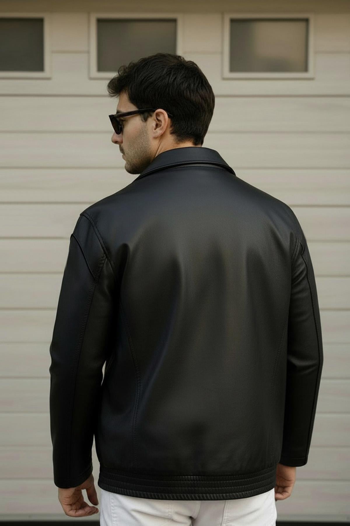 Oversize Rahat Kalıp Deri Ceket
