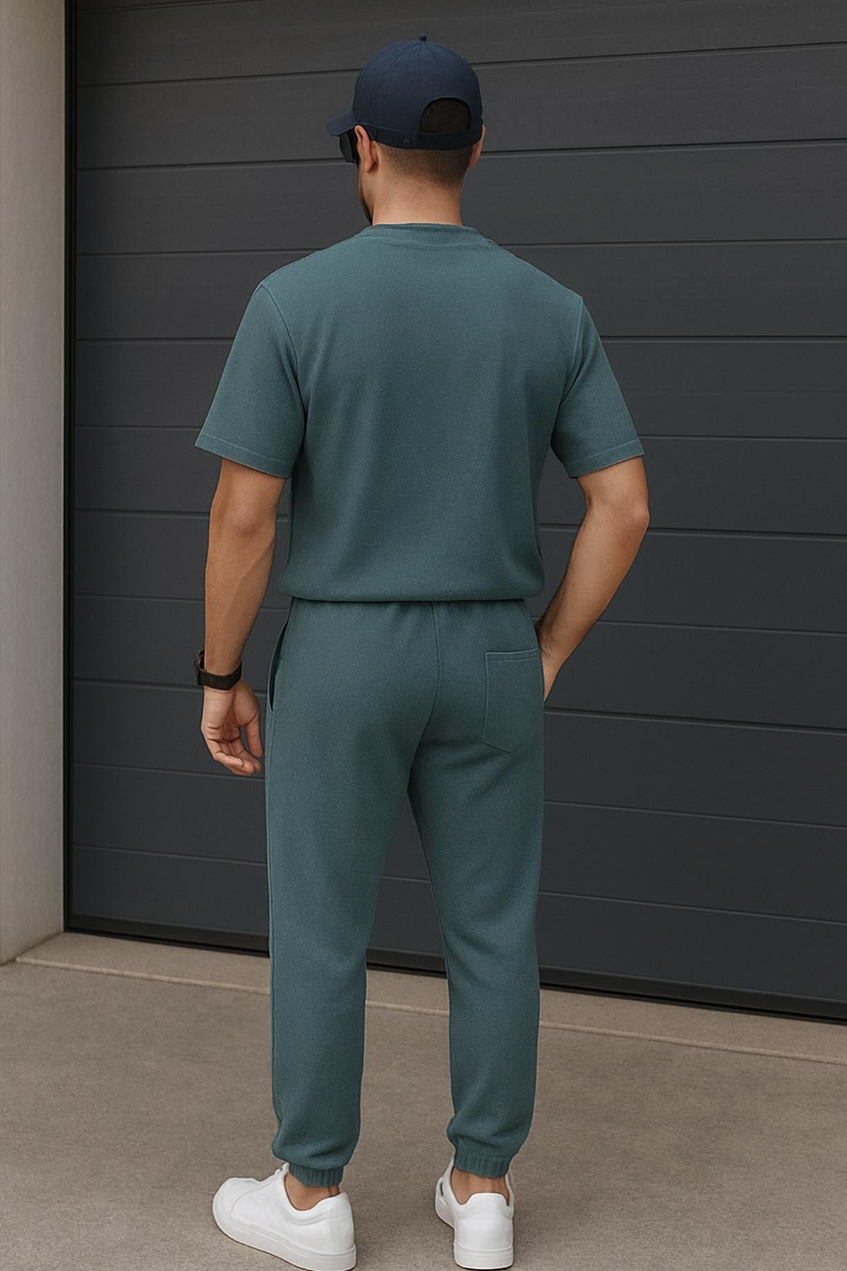 Regular Kalıp 2'li Set Relax Comfort Fit Şardonsuz Tshirt Jogger Eşofman Takımı