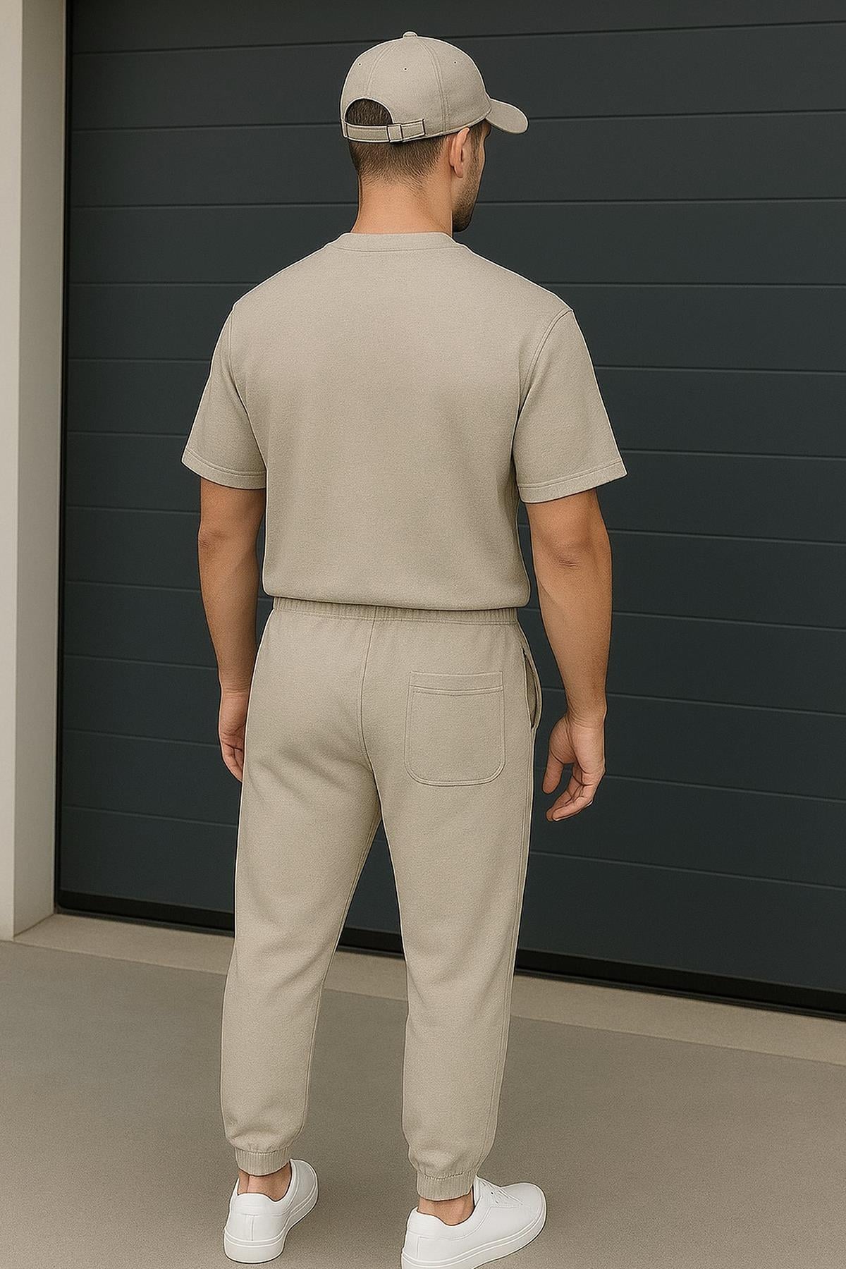 Regular Kalıp 2'li Set Relax Comfort Fit Şardonsuz Tshirt Jogger Eşofman Takımı