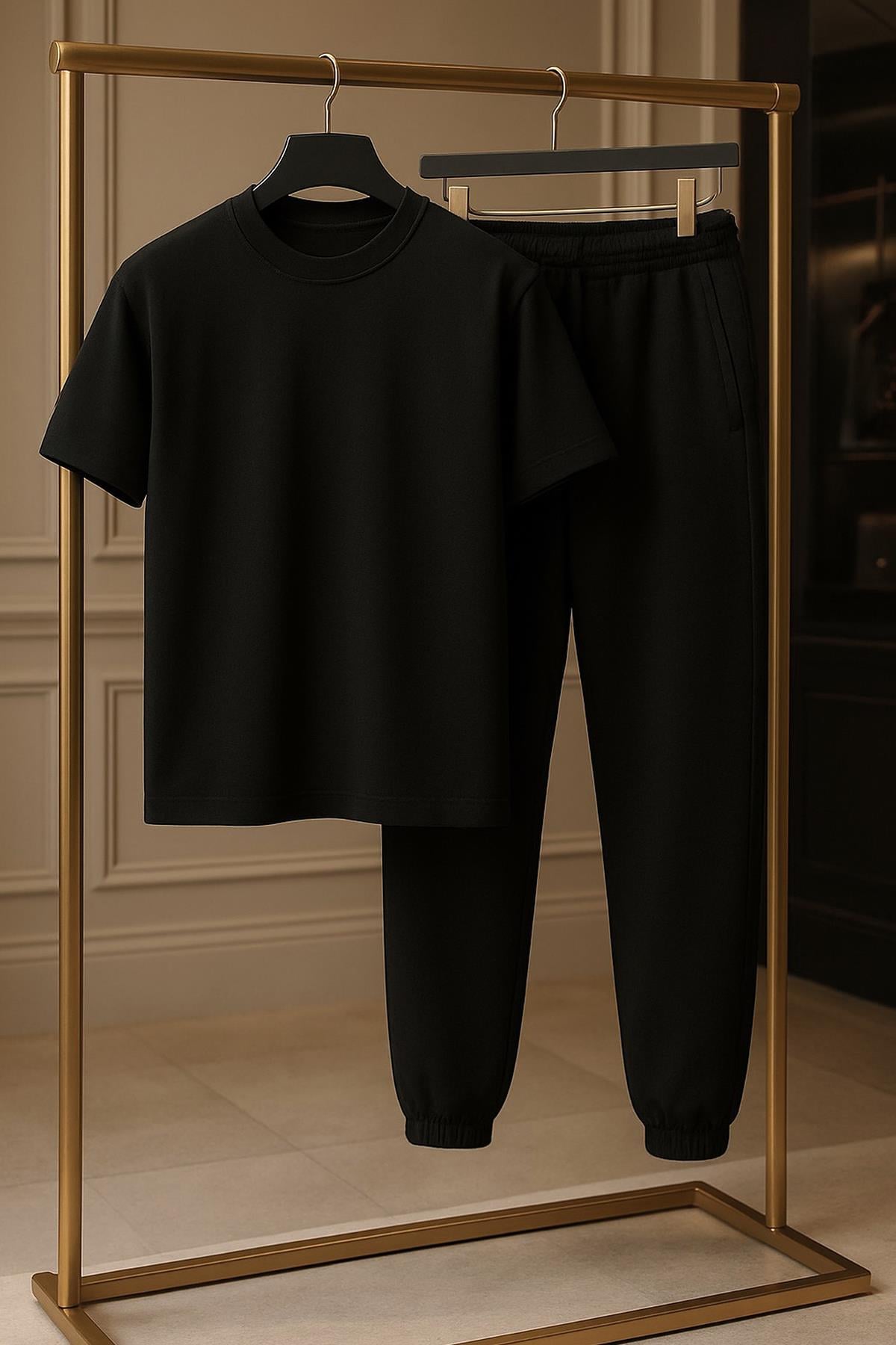 Regular Kalıp 2'li Set Relax Comfort Fit Şardonsuz Tshirt Jogger Eşofman Takımı
