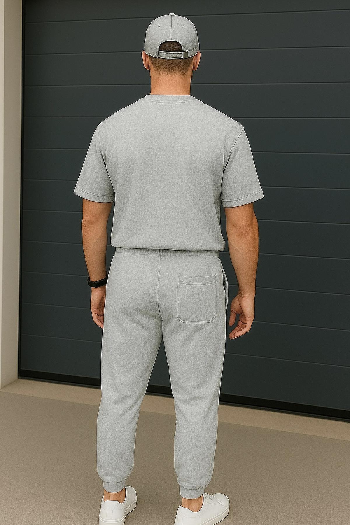 Regular Kalıp 2'li Set Relax Comfort Fit Şardonsuz Tshirt Jogger Eşofman Takımı