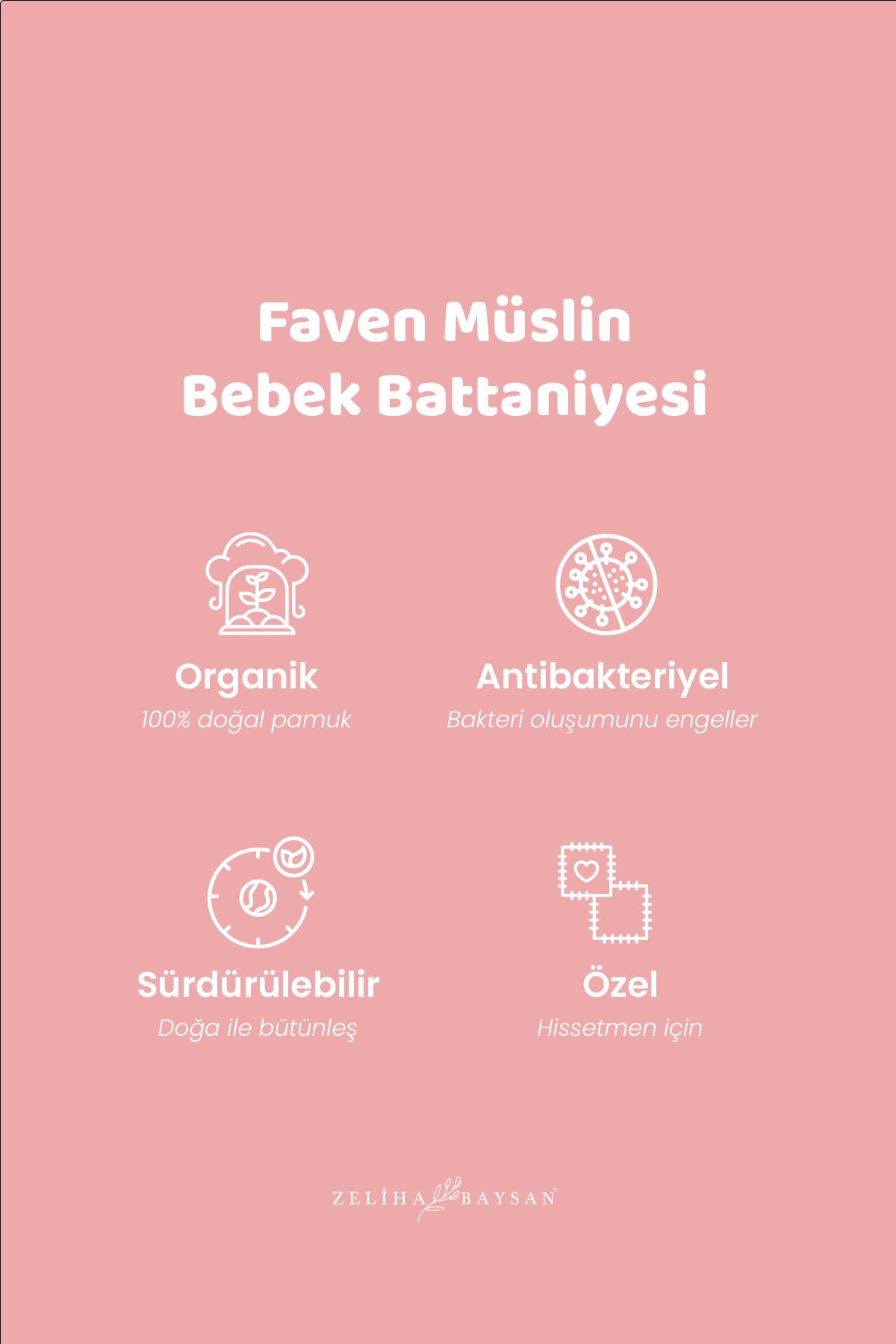 Faven Müslin Bebek Battaniyesi Pembe