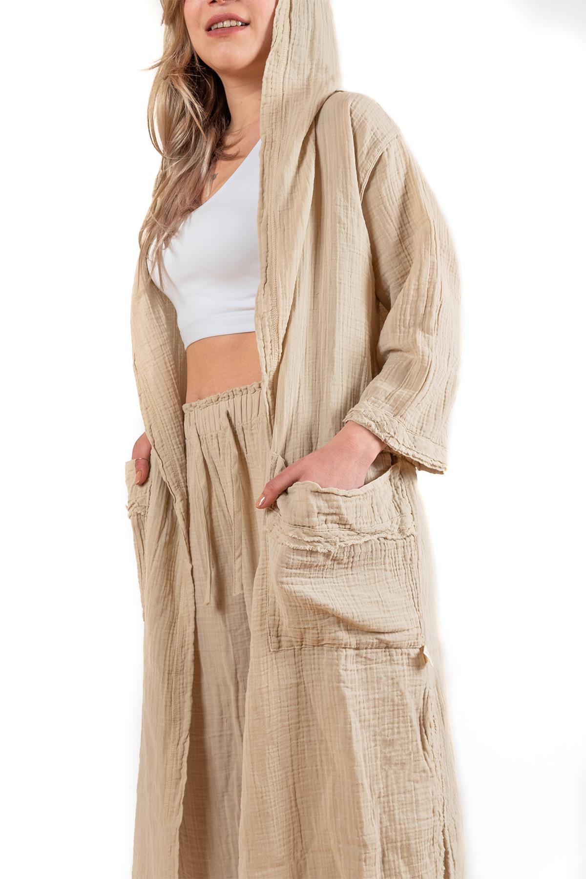 Faven Müslin Kaftan Bej