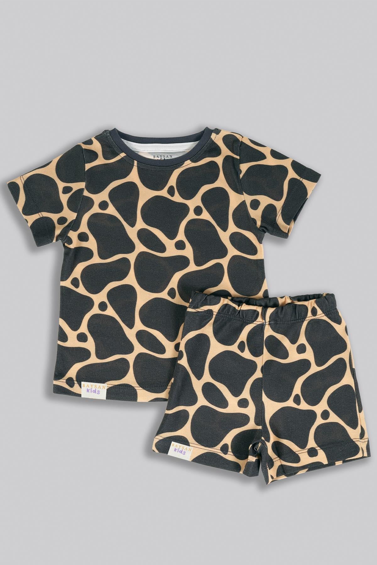 Giraffe Baskılı Bambu Bebek & Çocuk Kısa Alt-Üst Takım