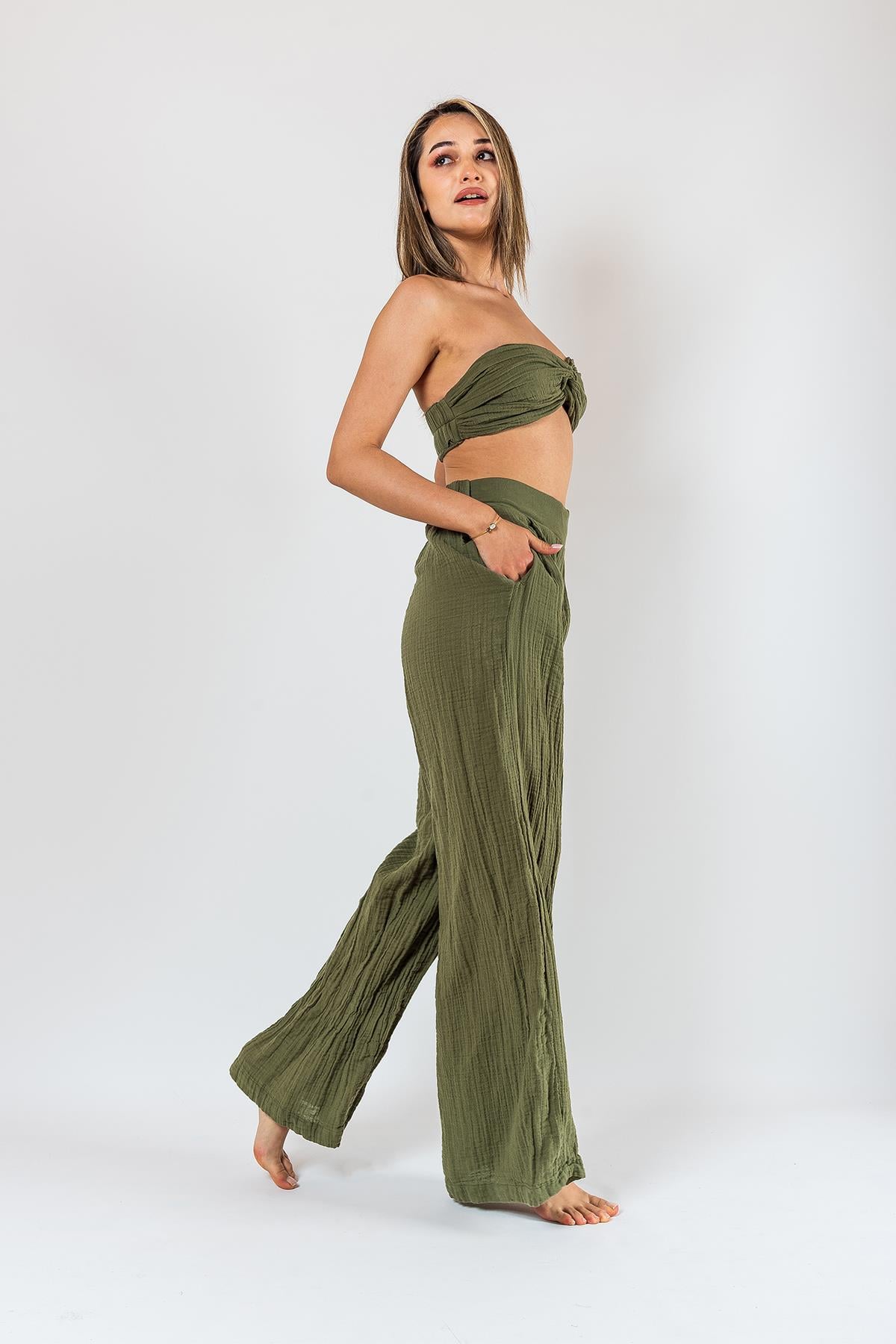 Kyra Müslin Pantolon Haki