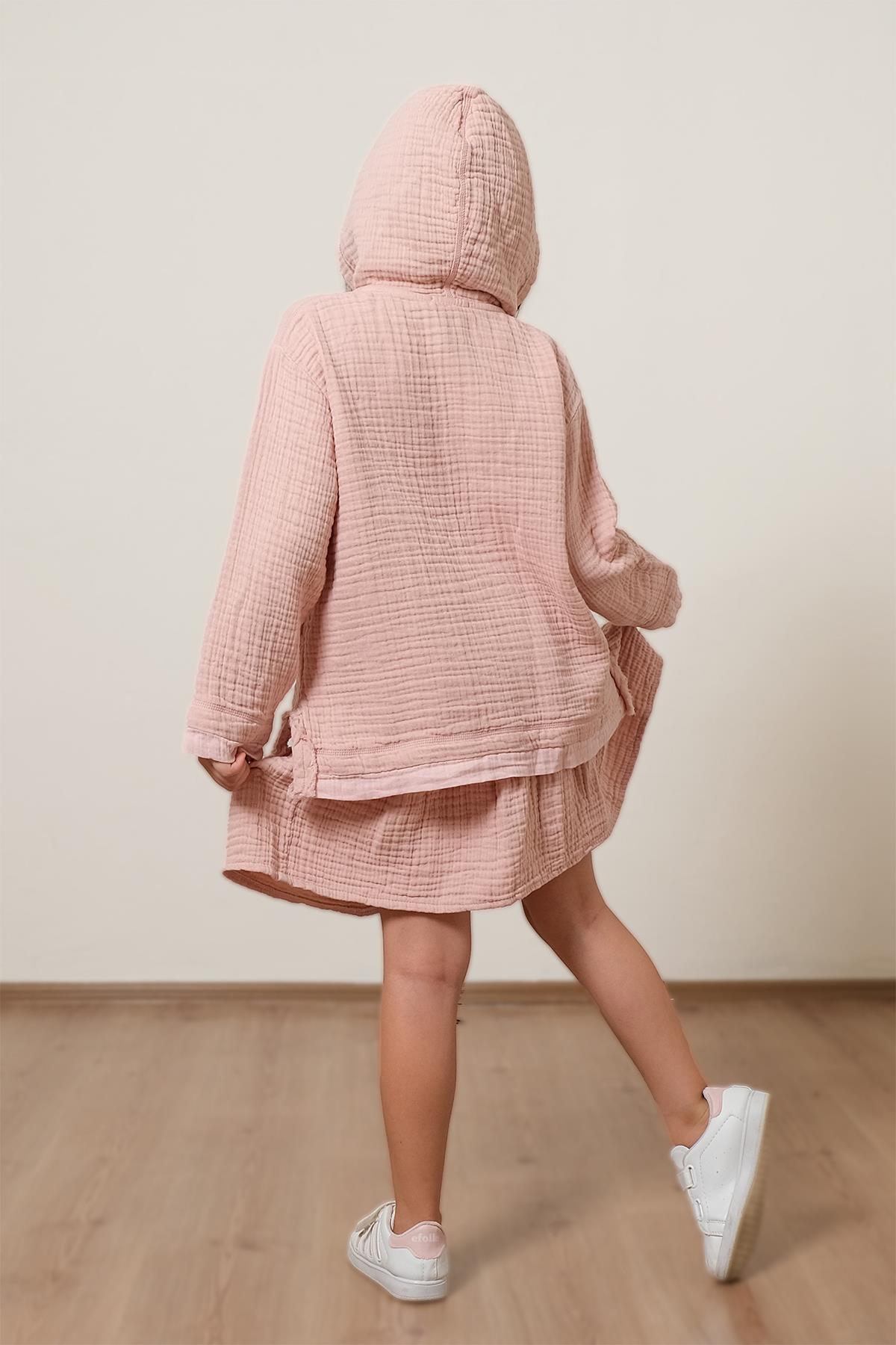 Lambert Müslin Çocuk Kapüşonlu Sweat Pembe
