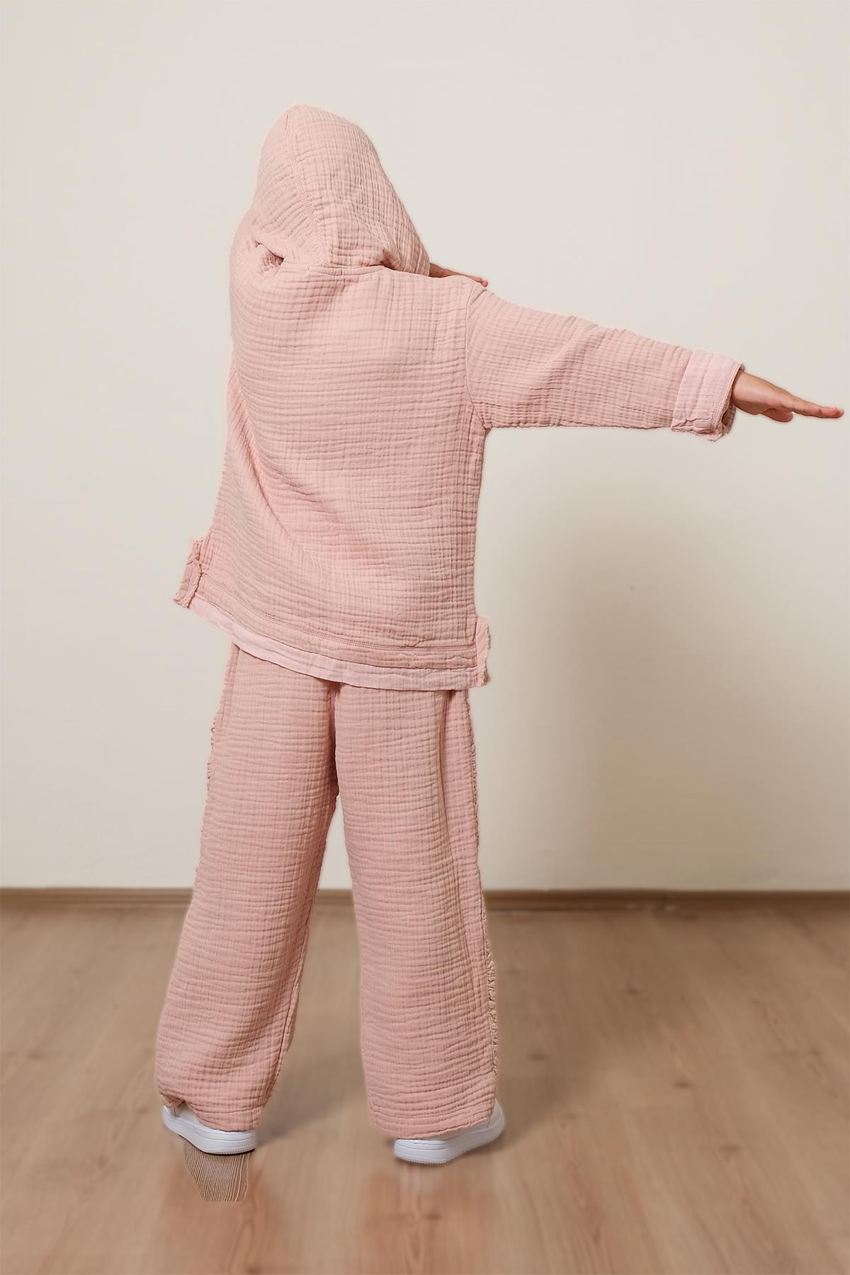 Lambert Müslin Çocuk Kapüşonlu Sweat Pembe