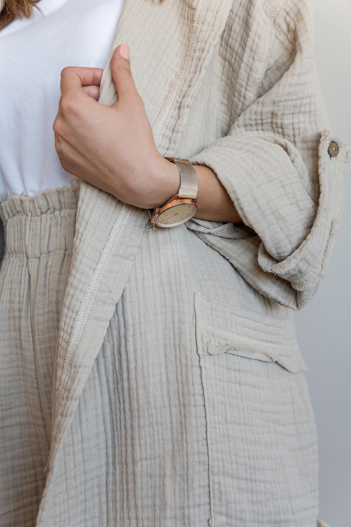 Lambert Müslin Kaftan Bej