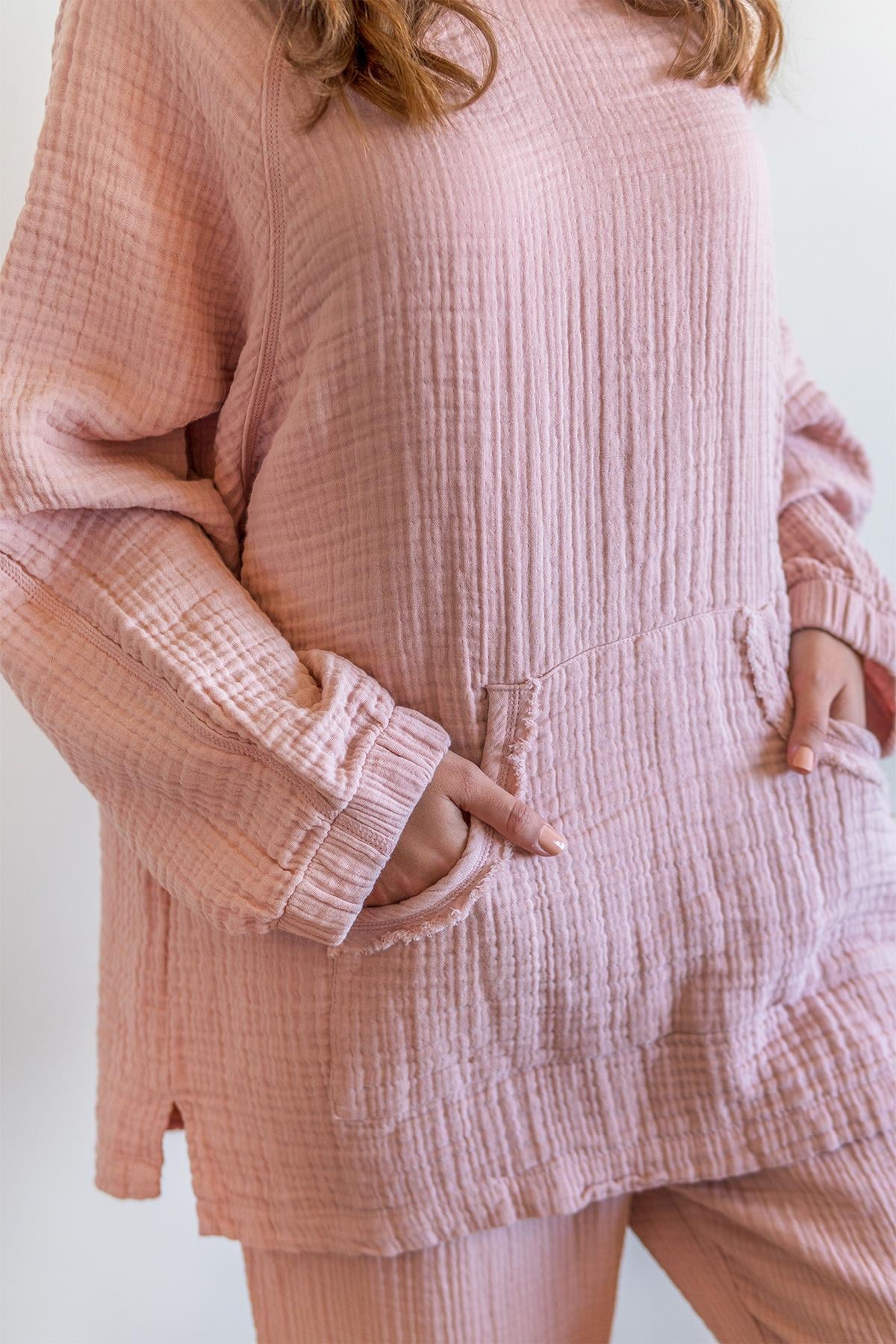 Lambert Müslin Kapüşonlu Sweat Pembe