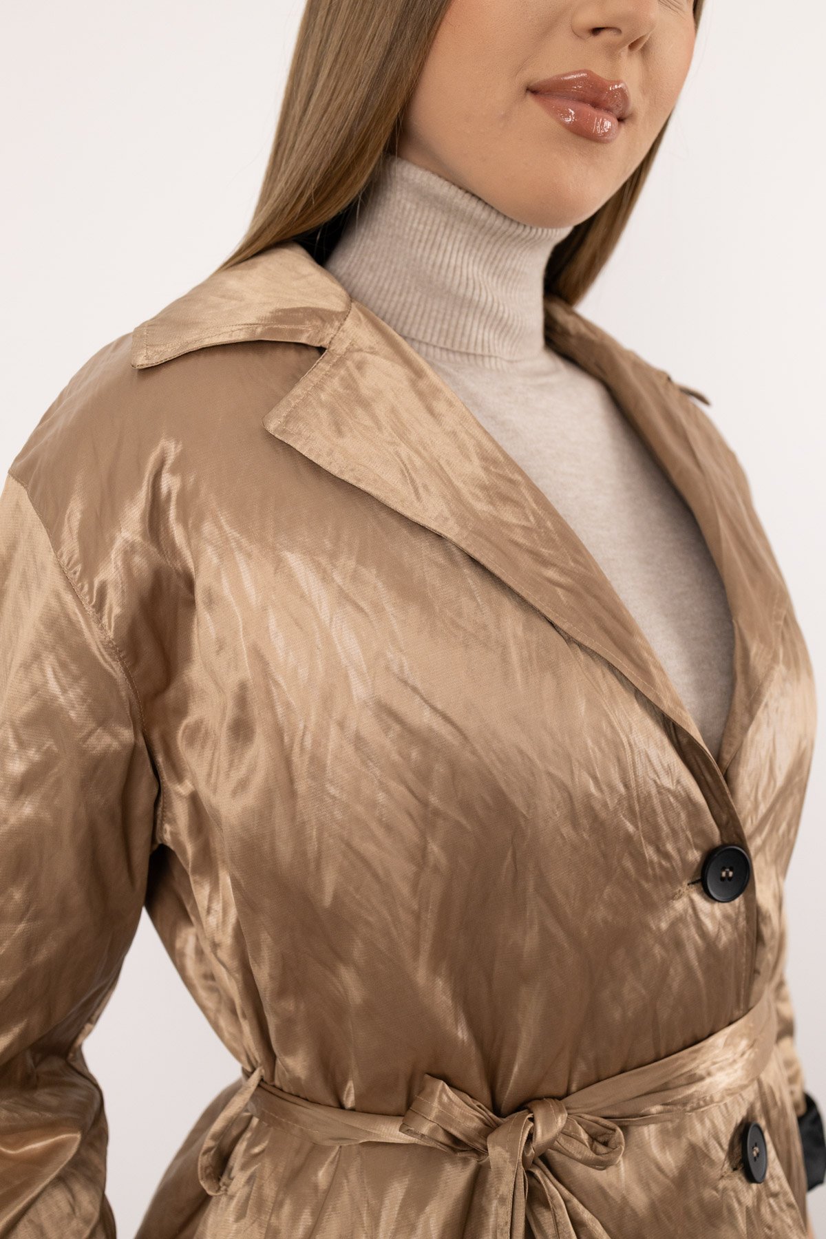 Bel Bağlama Detay V Yaka Ceket