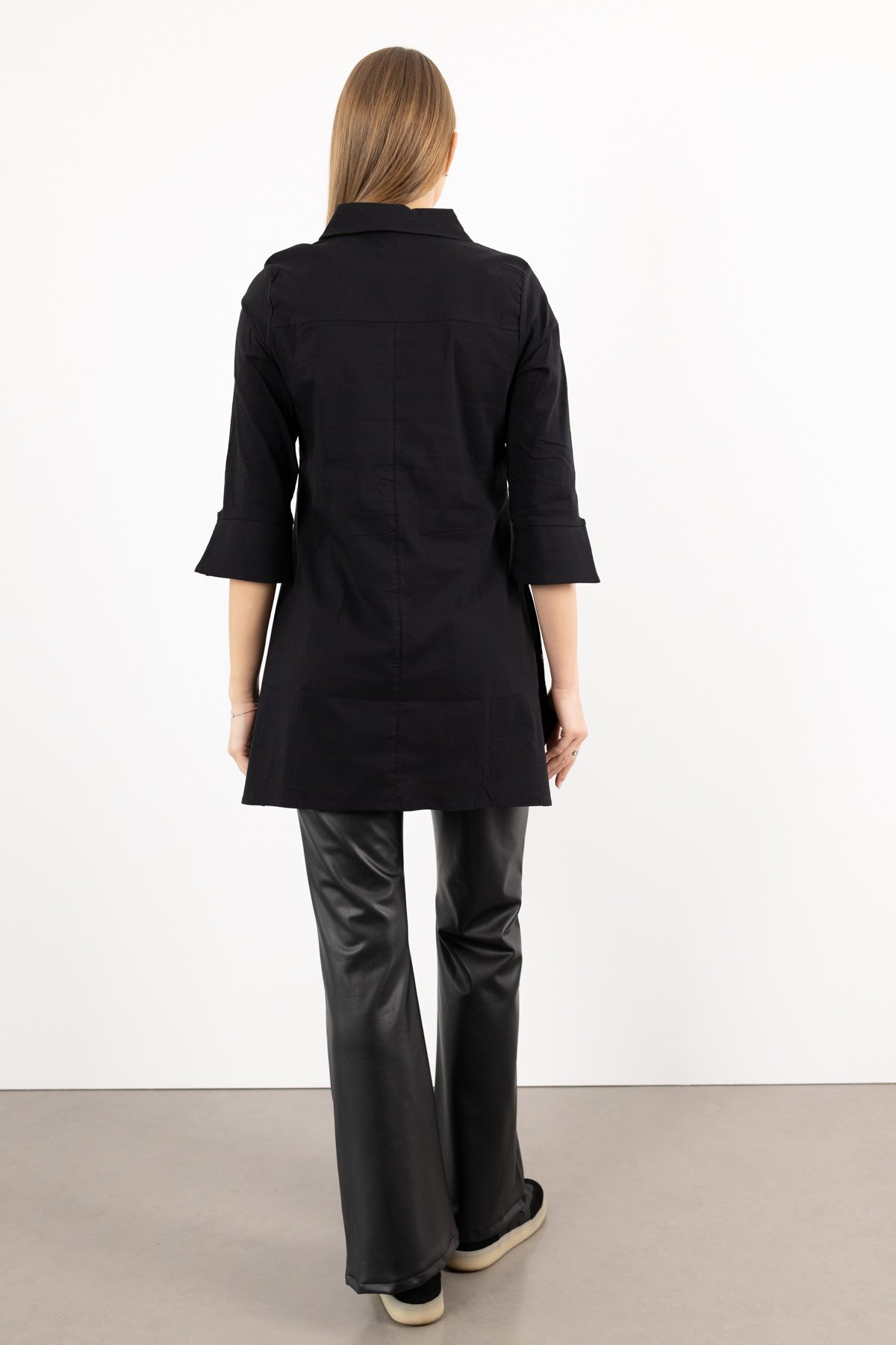 Bel Kemer Detaylı Deri Pantolon