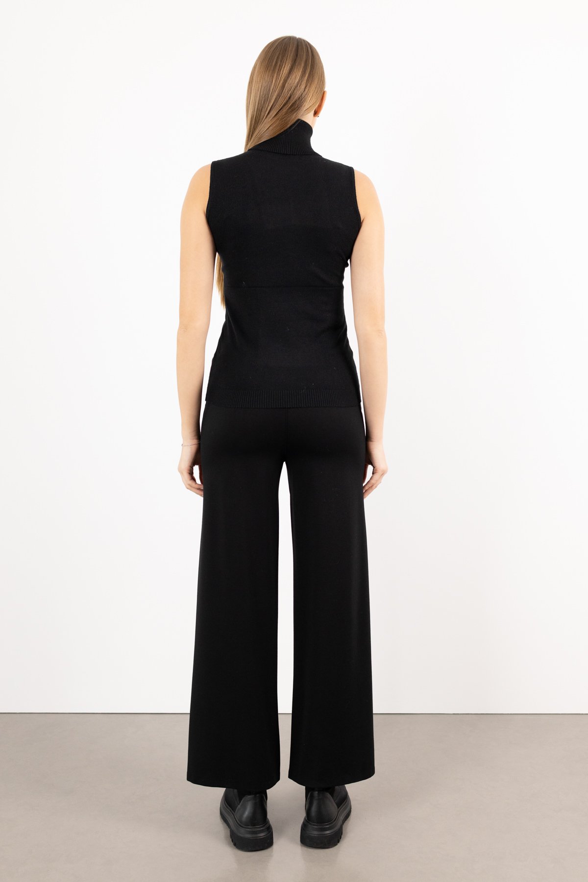 Bel Lastik Şerit Detay Bağlamalı Likralı Pantolon