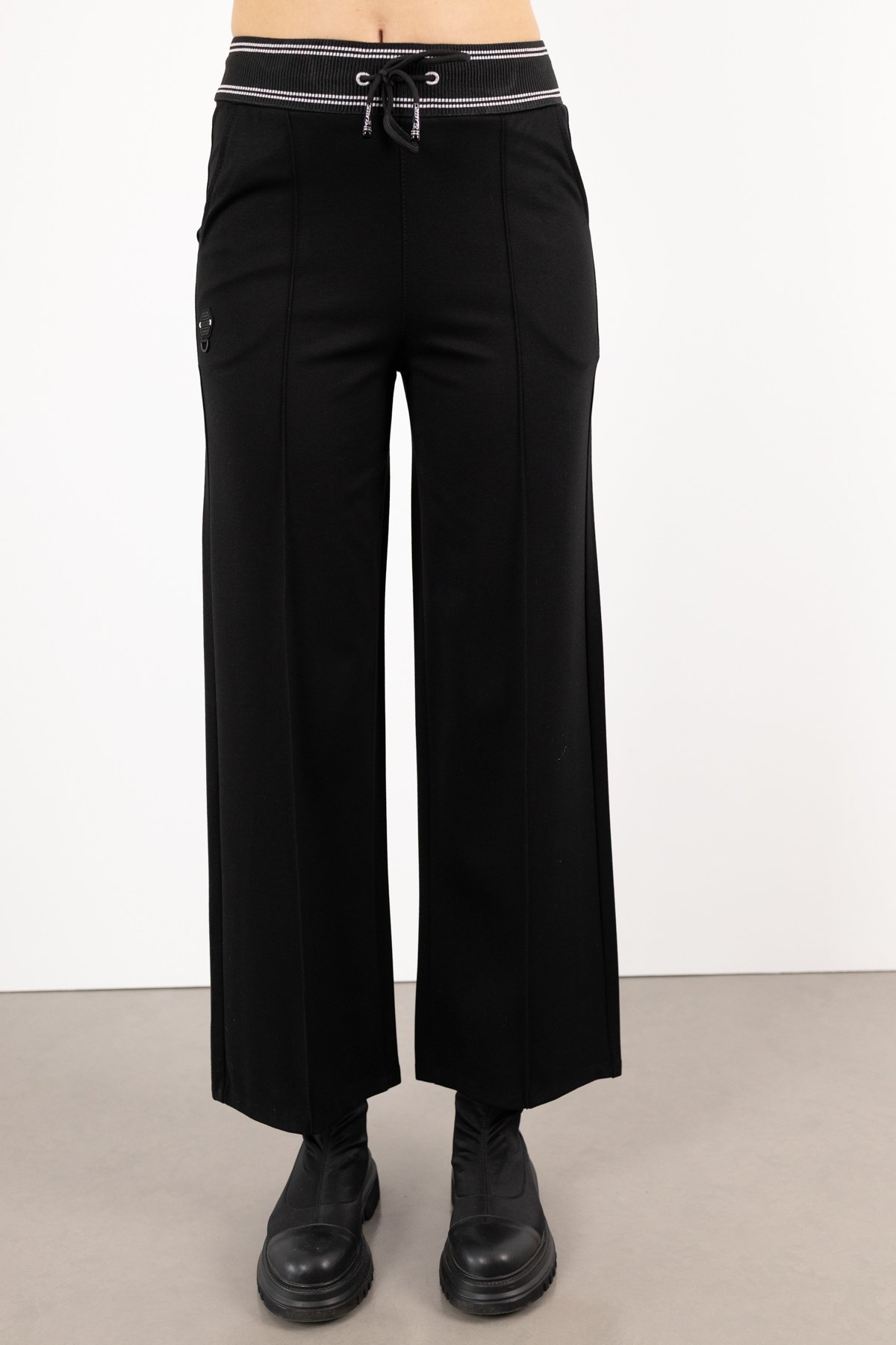 Bel Lastik Şerit Detay Bağlamalı Likralı Pantolon