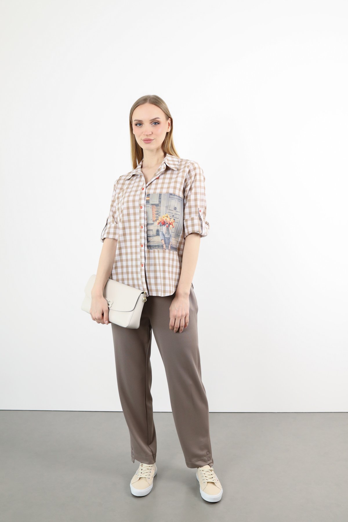 Bel Lastik Ve Yazı Detaylı Paça Çıtçıtlı Pantolon