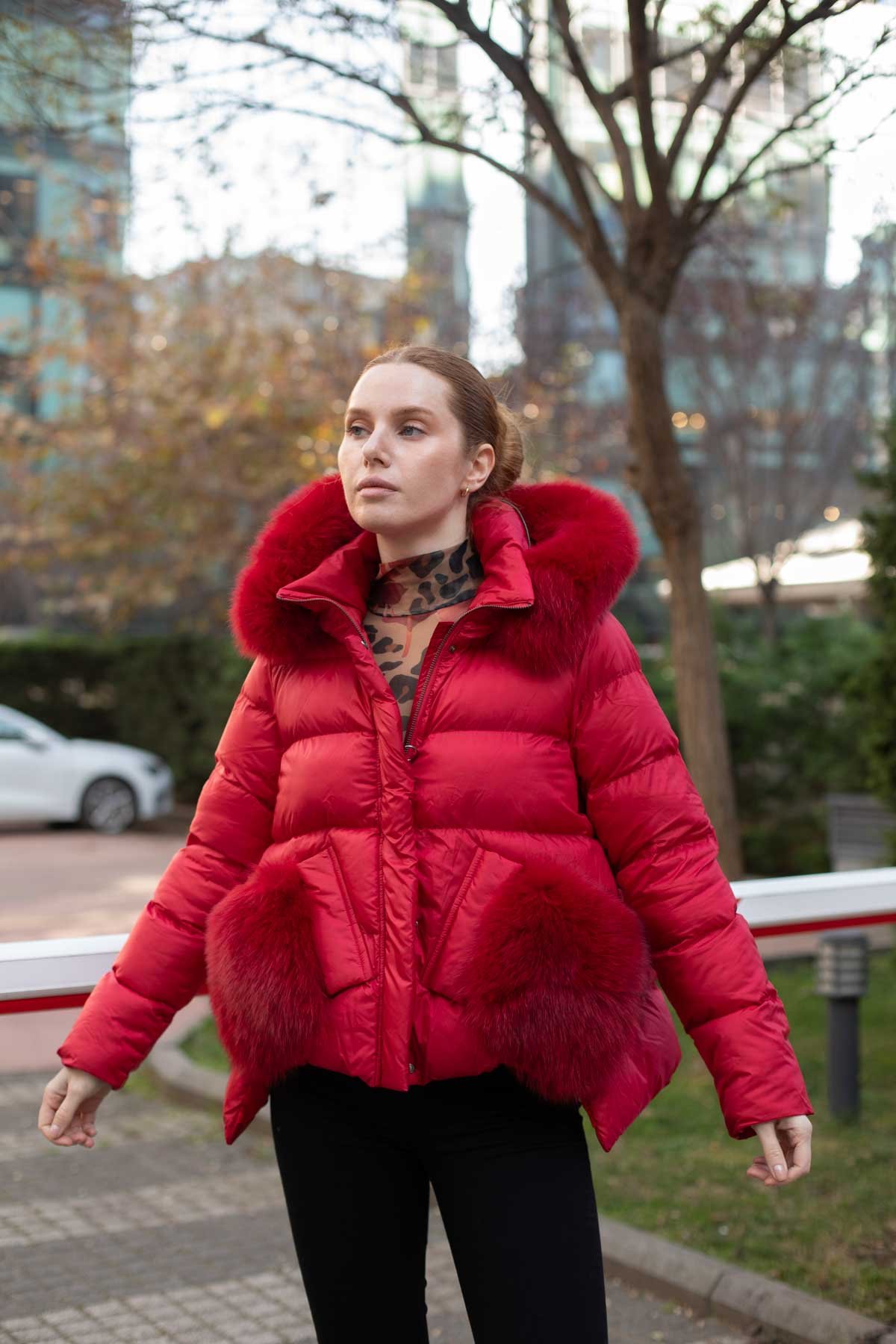 Cep Peluş Detay Şişme Mont