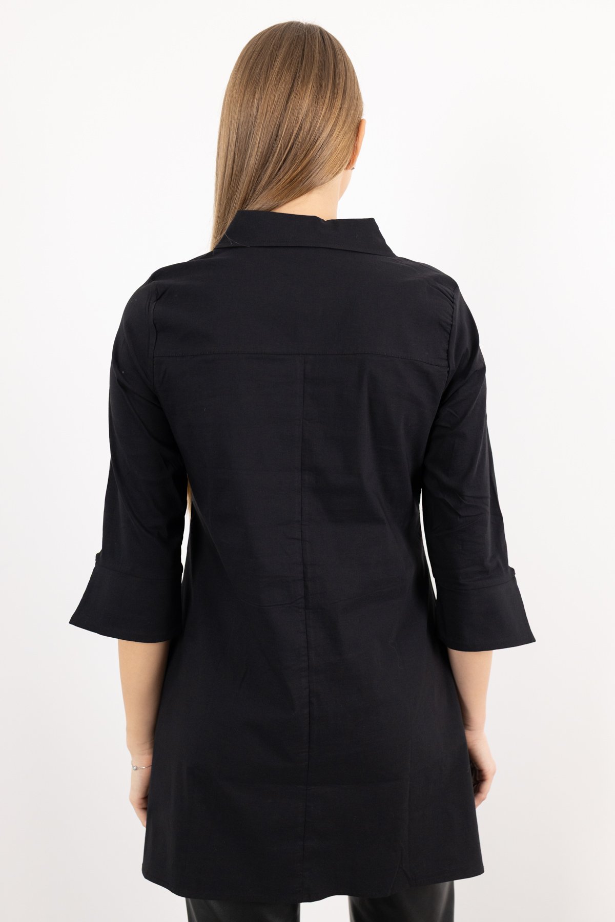 Desenli Uzun Kollu Düğme Detaylı Uzun Kollu Gömlek