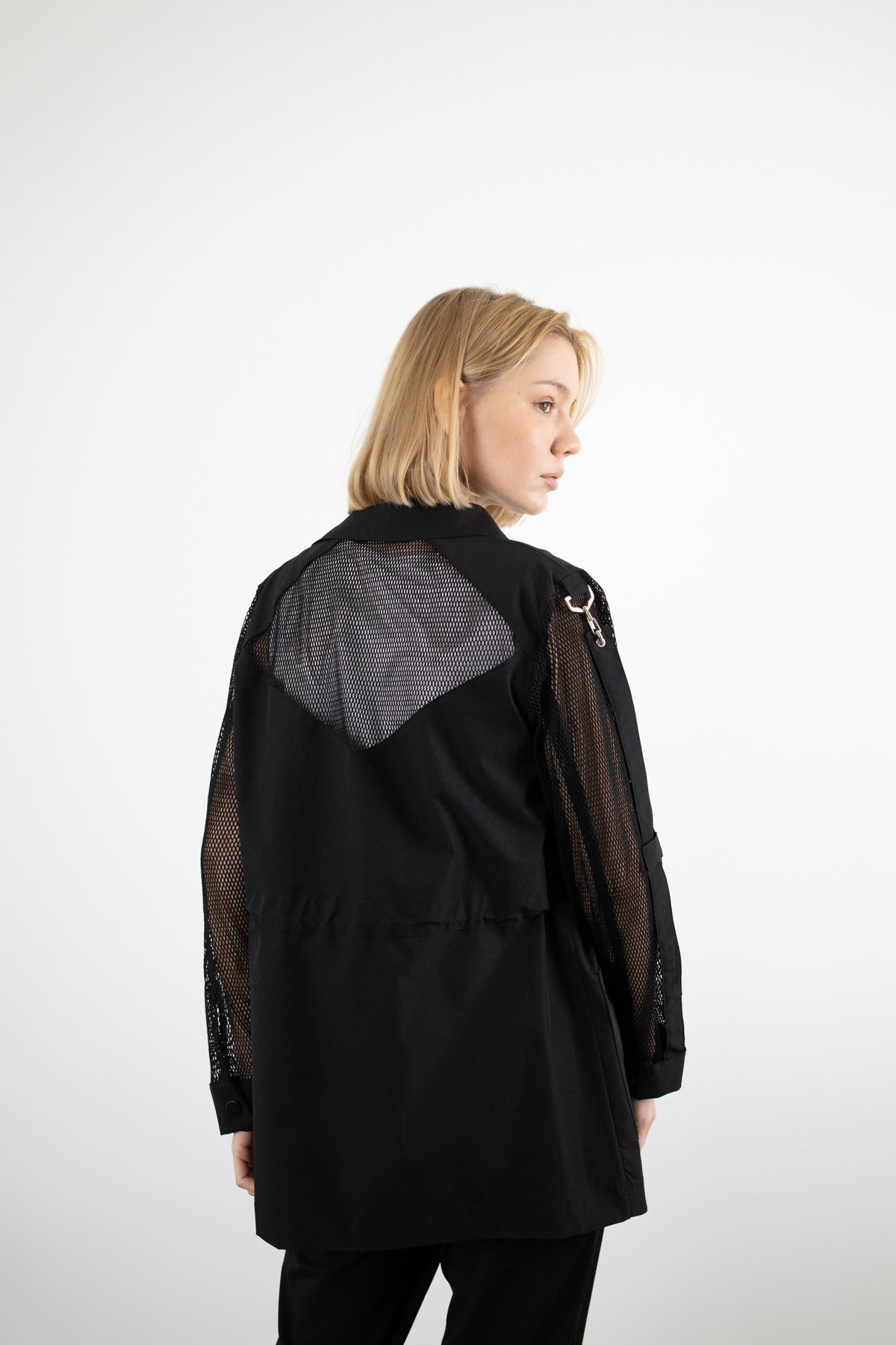 File Detaylı Beli Büzgülü Ceket