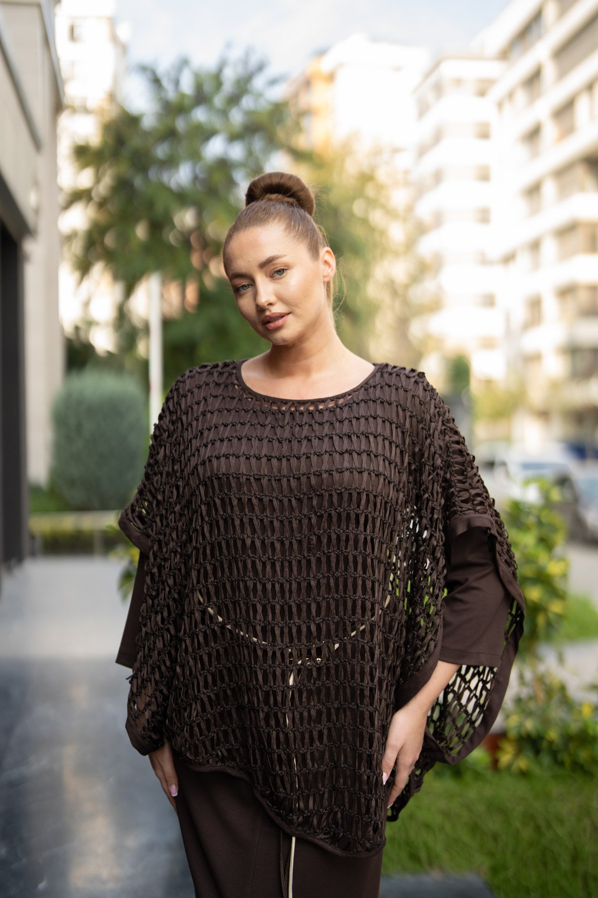 File Detaylı Uzun ElbisE Takım