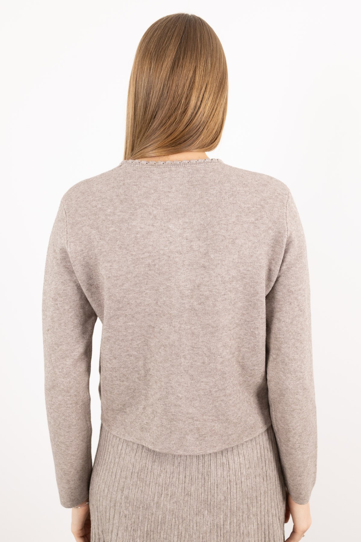 Gold Düğme Detaylı Cepli Uzun Kollu Changel Ceket