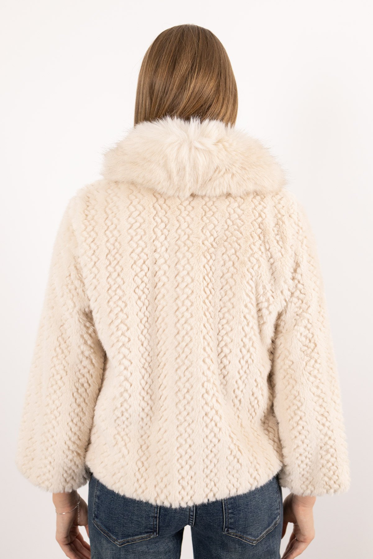 Kapüşonlu Peluş Mont