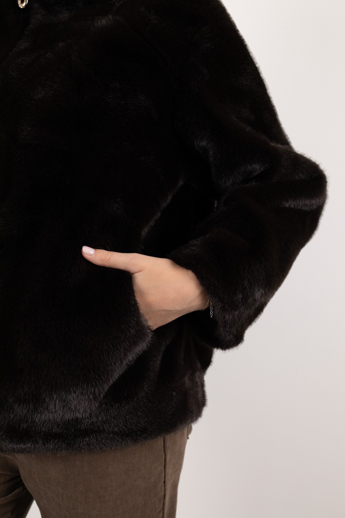 Kapüşonlu Peluş Mont