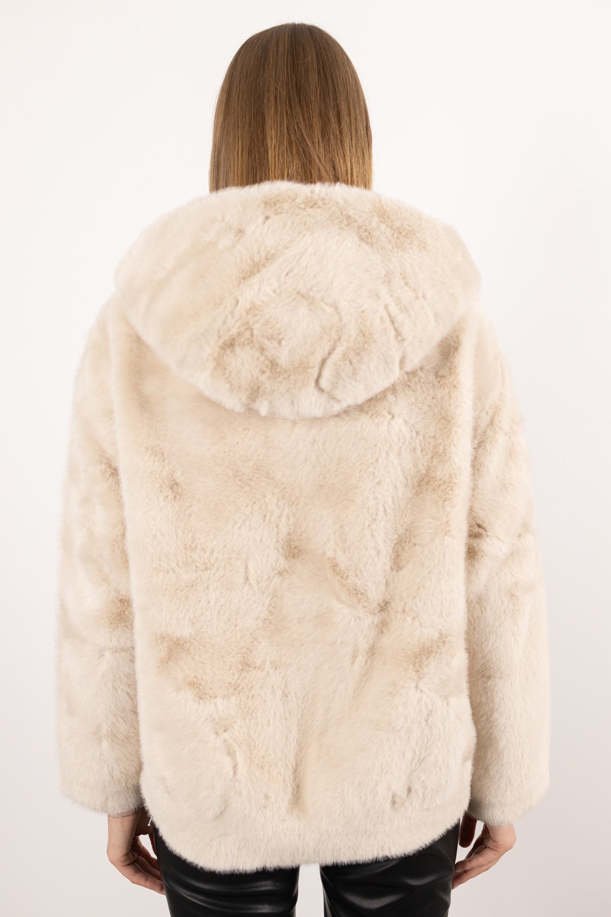 Kapüşonlu Peluş Mont