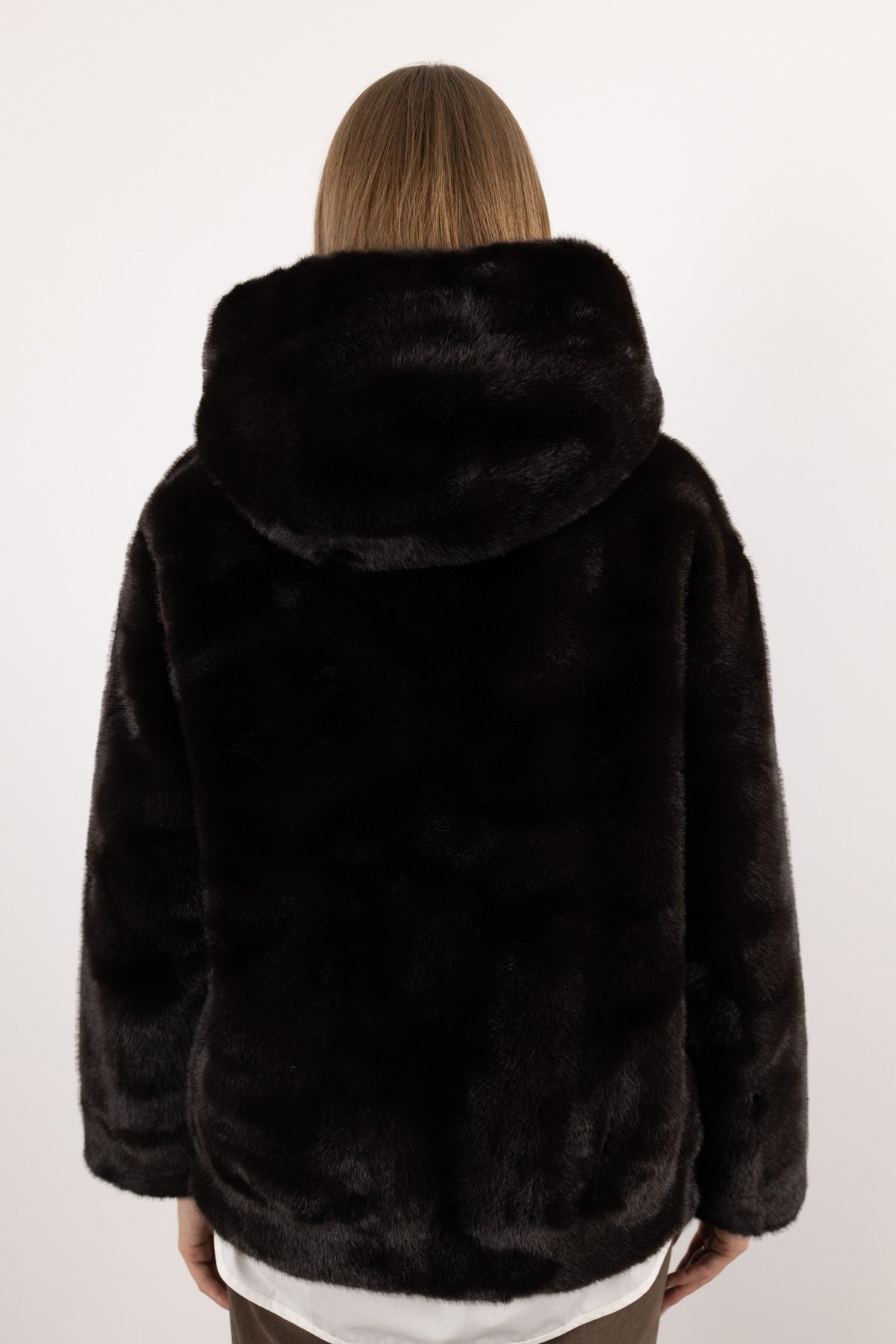 Kapüşonlu Peluş Mont