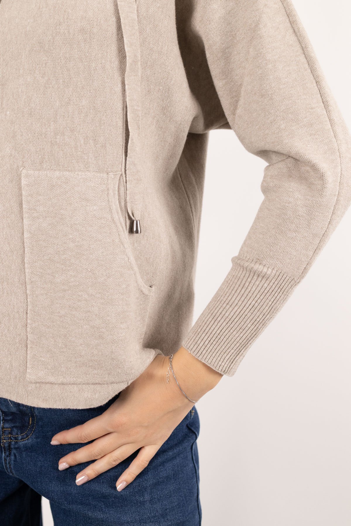 Kapüşonlu Triko Ceket