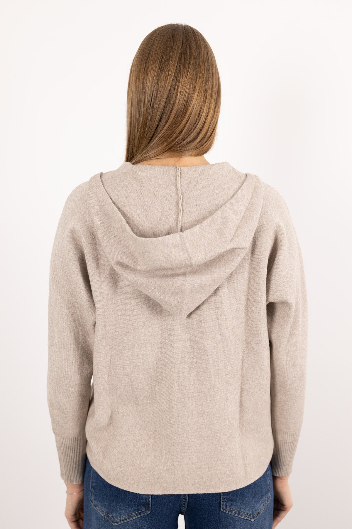 Kapüşonlu Triko Ceket