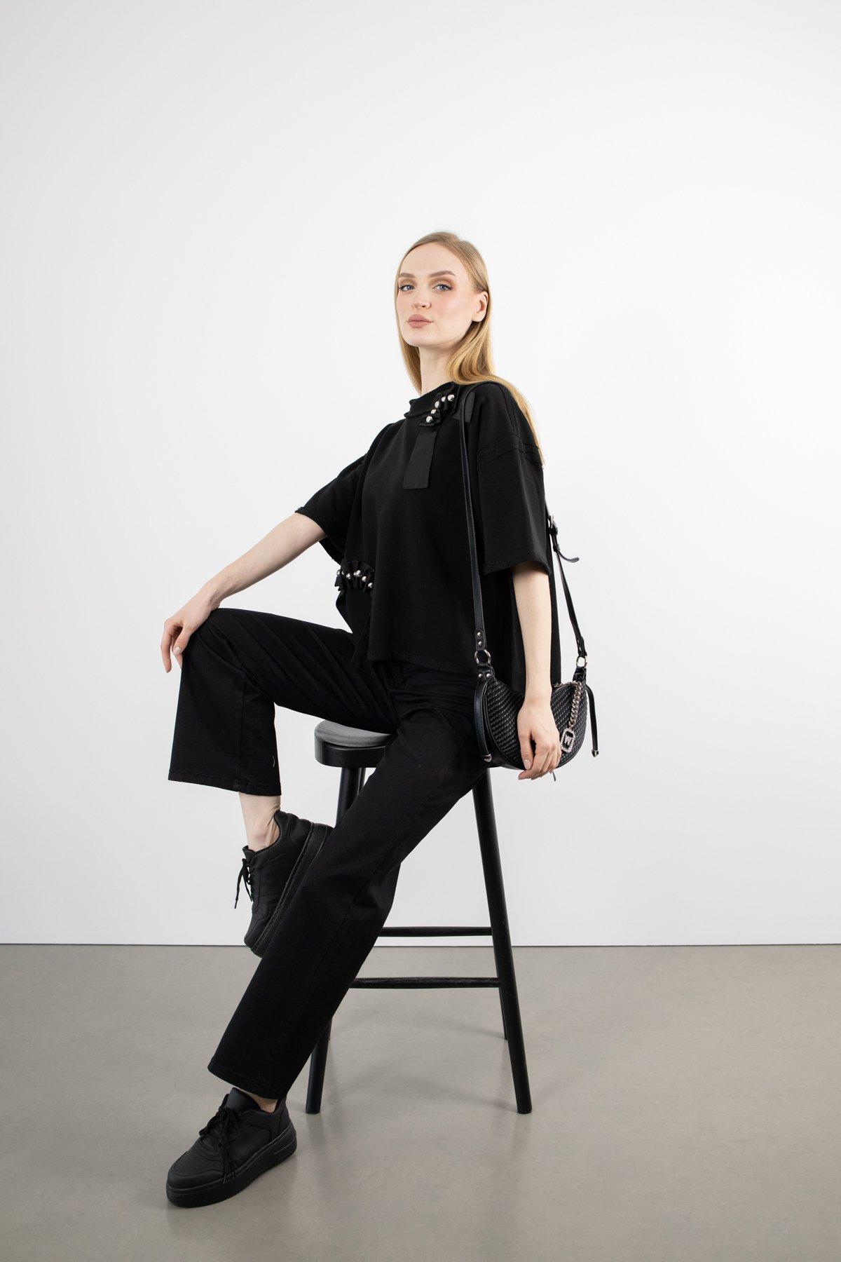 Kemerli Boru Paça Pantolon