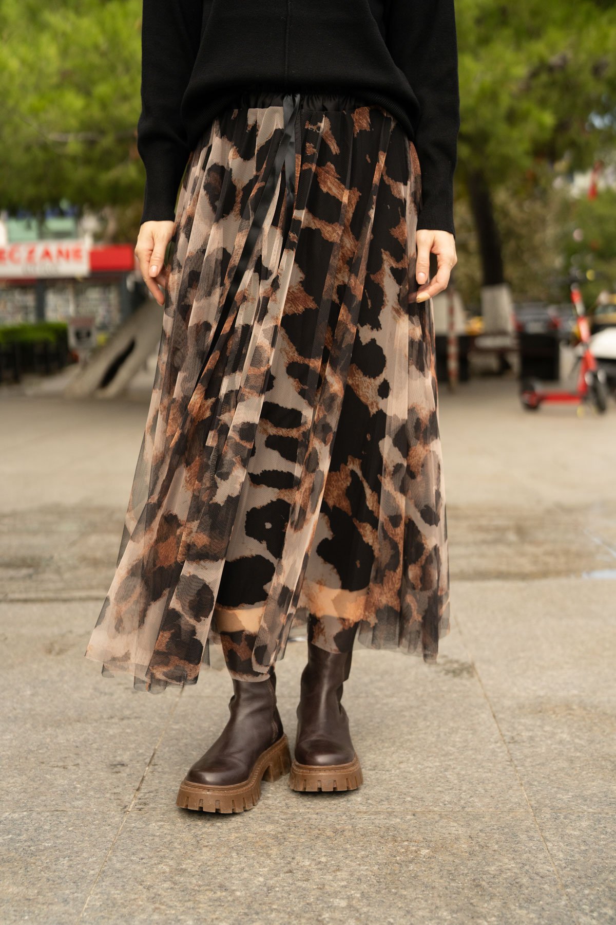 Leopar Desen Tütü Etek