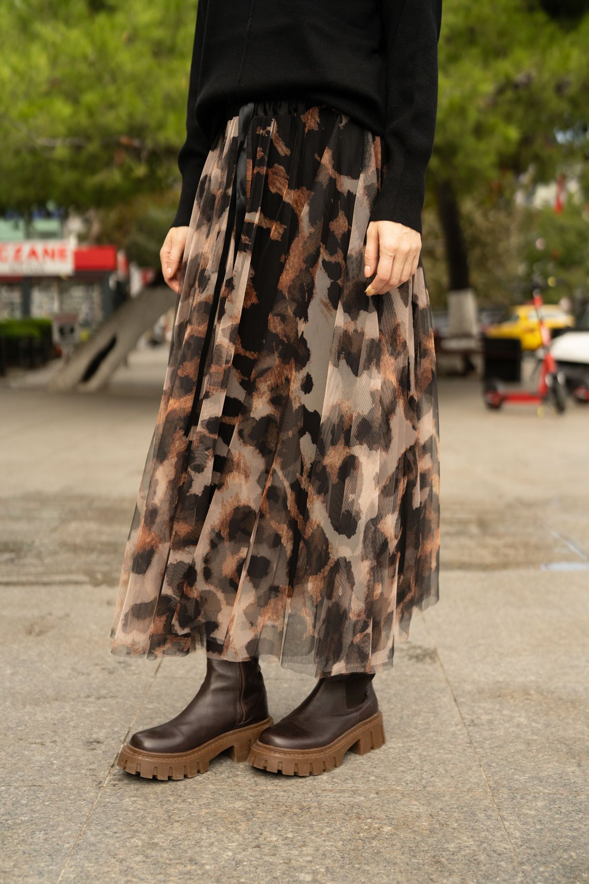 Leopar Desen Tütü Etek