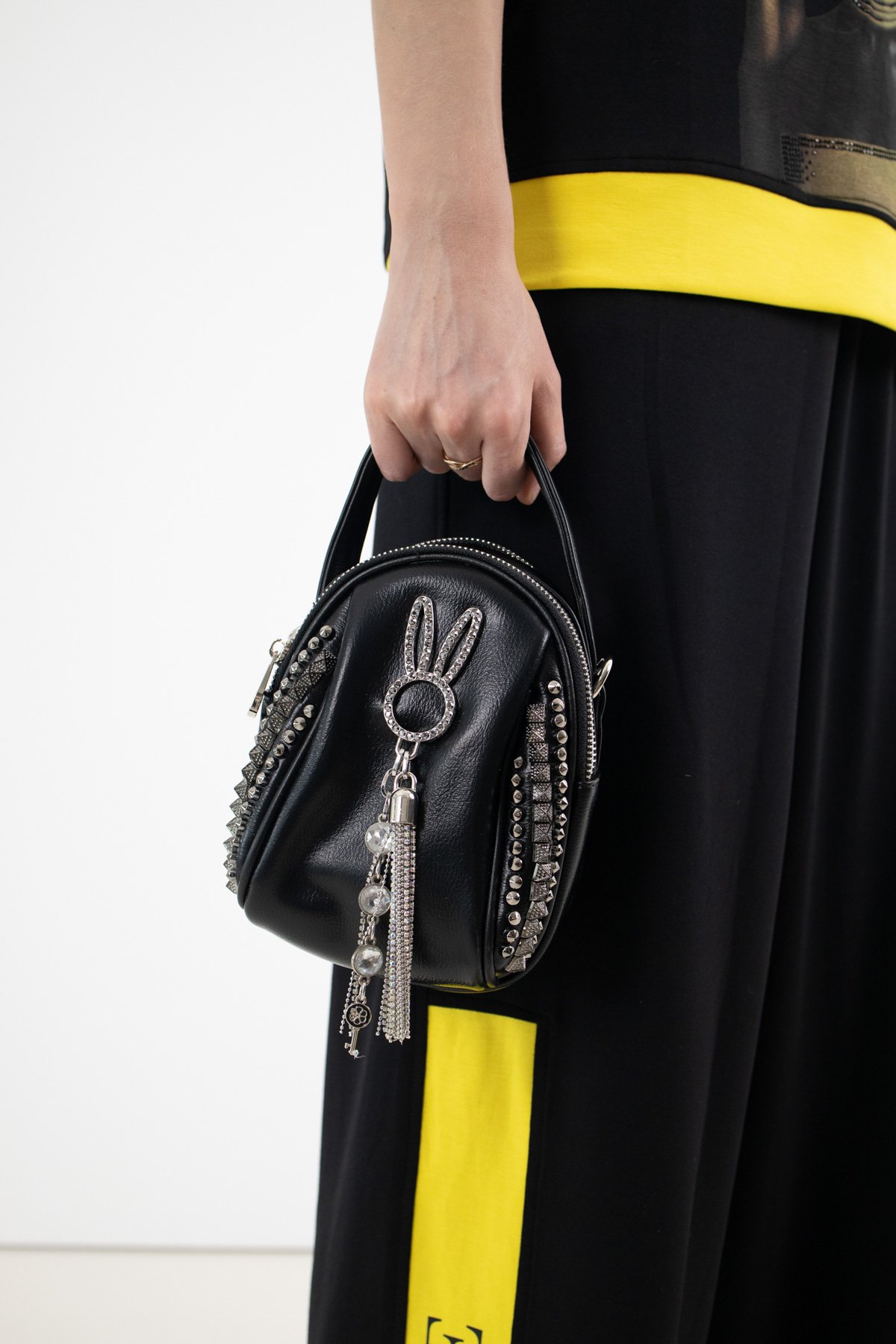 Tavşan Desen Taş Baskı Detay Omuz Çantası