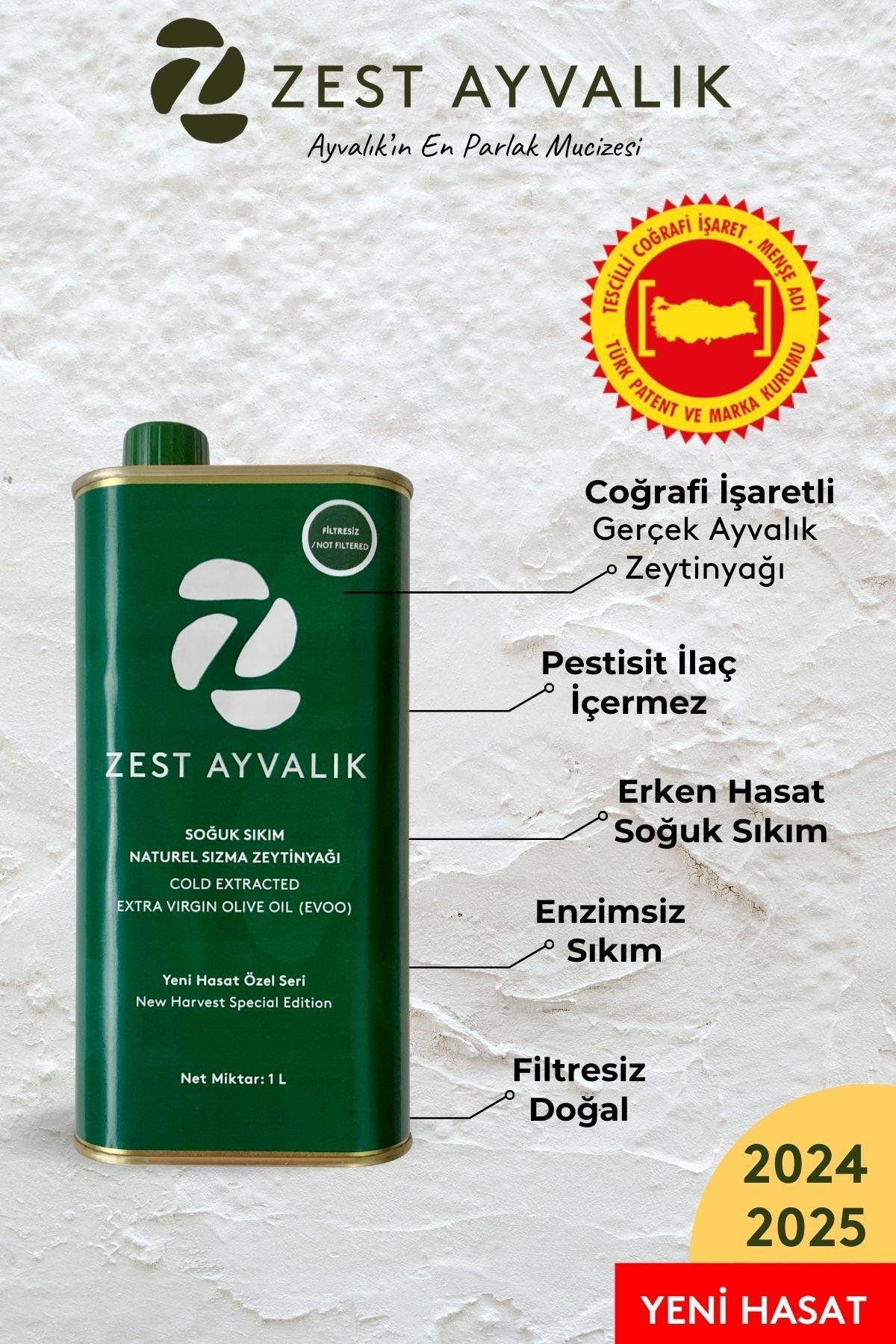 ZEST AYVALIK Cold Extracted Extra Virgin Olive Oil (EVOO) Tin Can 1 L