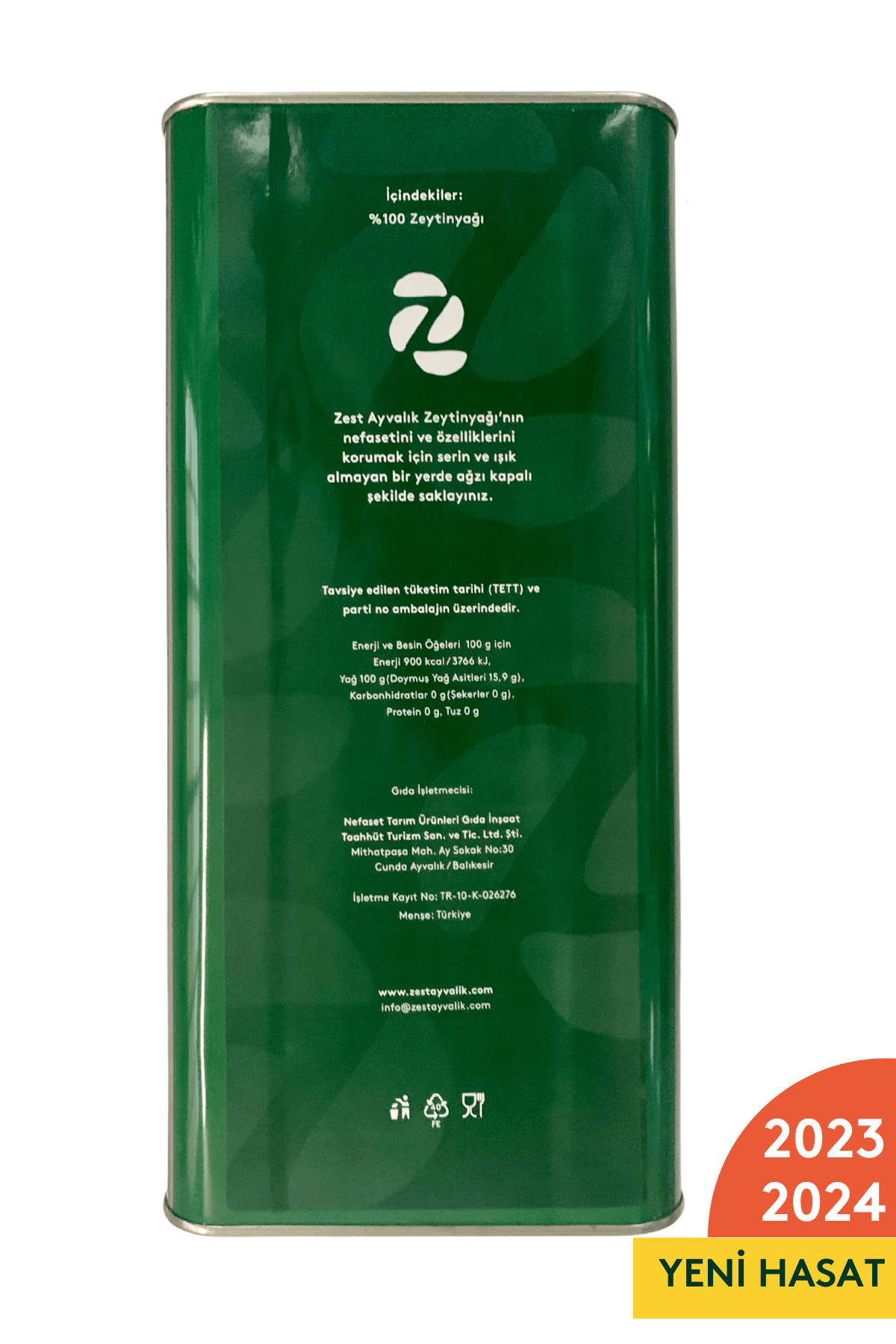 ZEST AYVALIK Cold Extracted Extra Virgin Olive Oil (EVOO) 5 L Family Size Tin Can