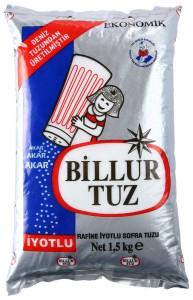 BİLLUR RAFİNE İYOTLU TUZ 1500 GR